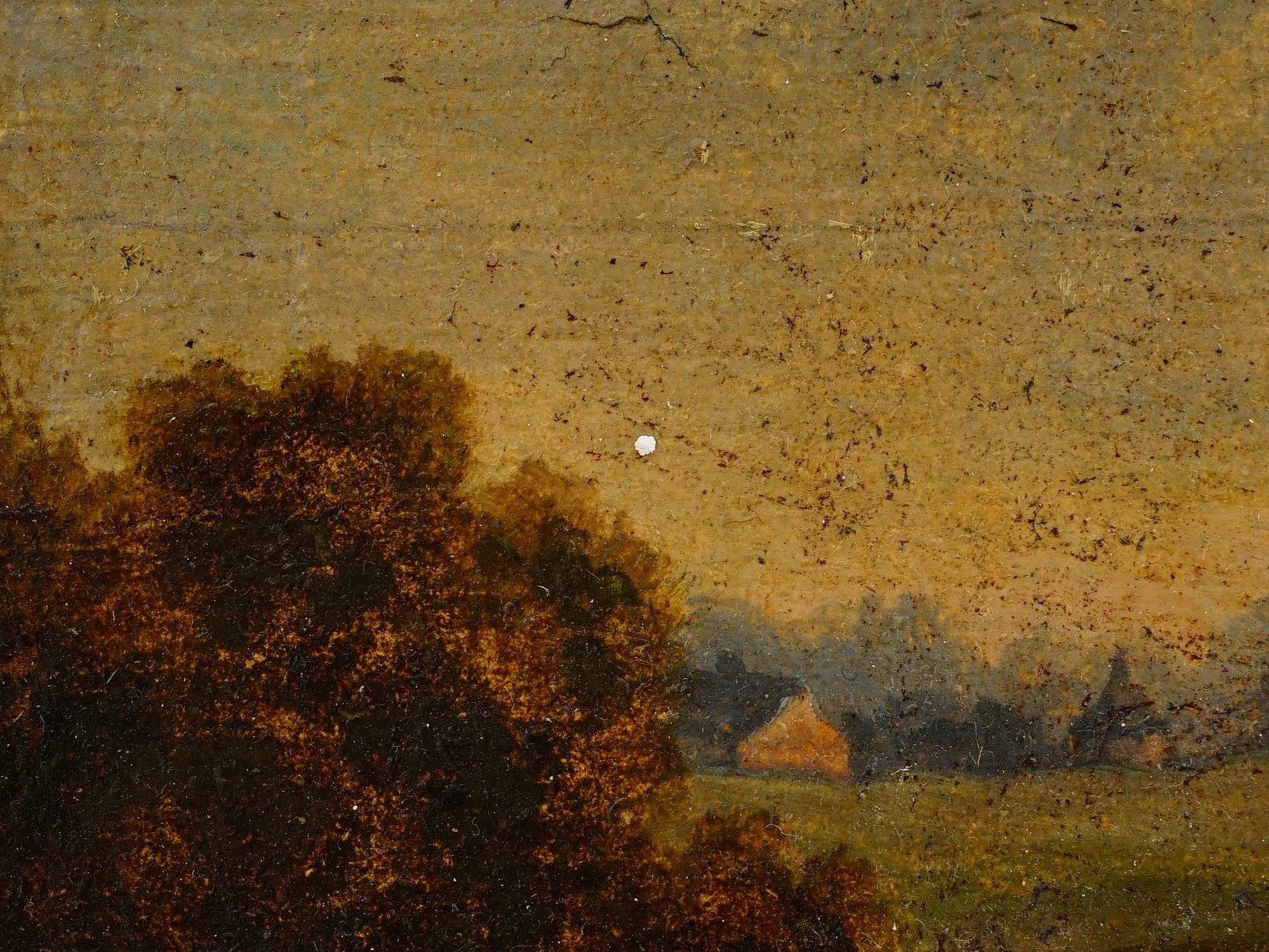 ANTIQUE 19TH C EUROPEAN PASTORAL OIL PAINTING