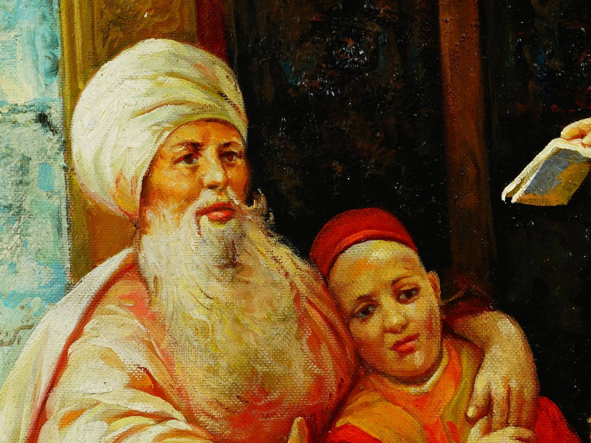 ORIENTALIST INTERIOR SCENE OIL PAINTING SIGNED HORMOZDI