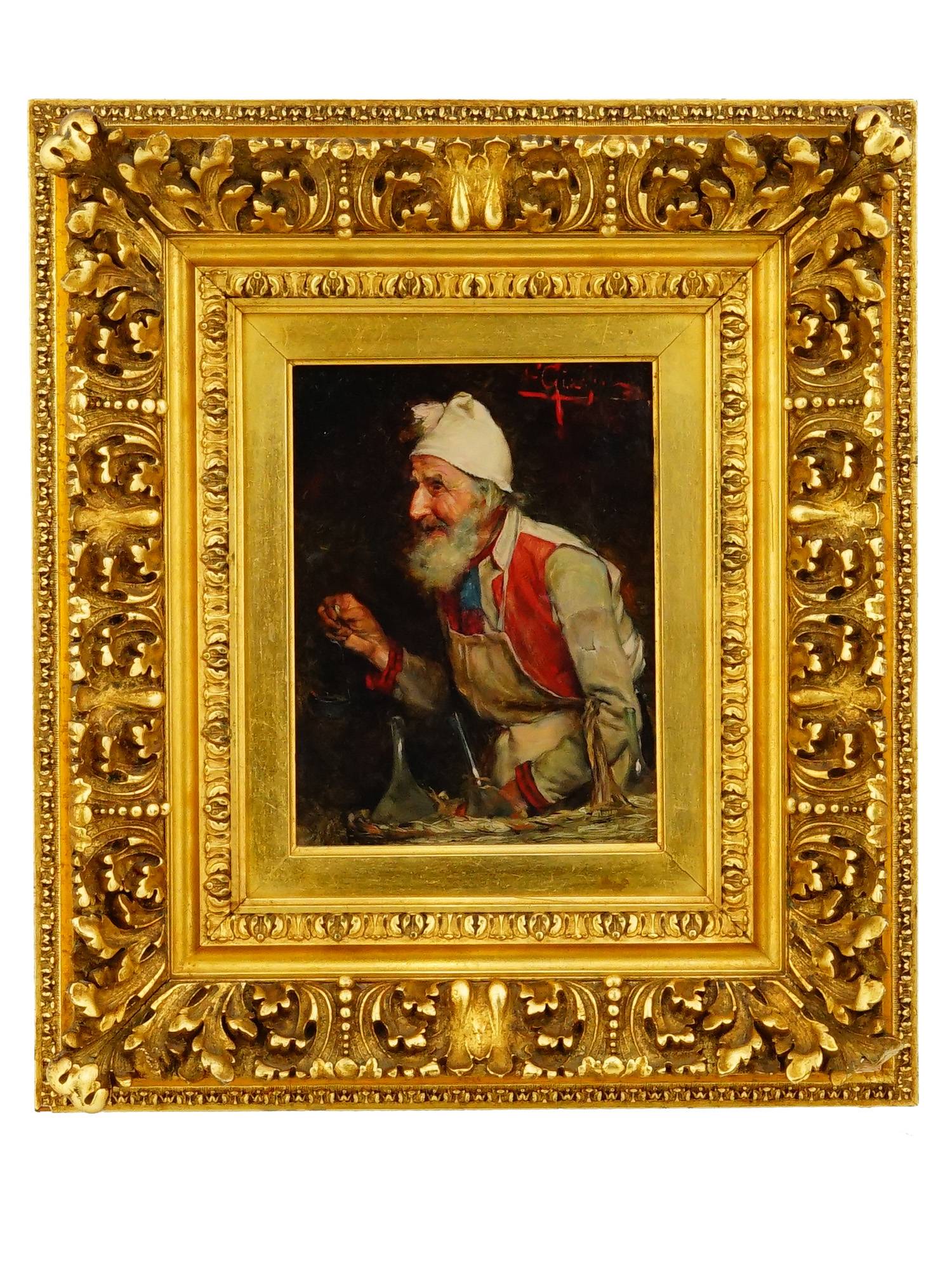 ITALIAN MALE PORTRAIT OIL PAINTING SIGNED E. GIACHI