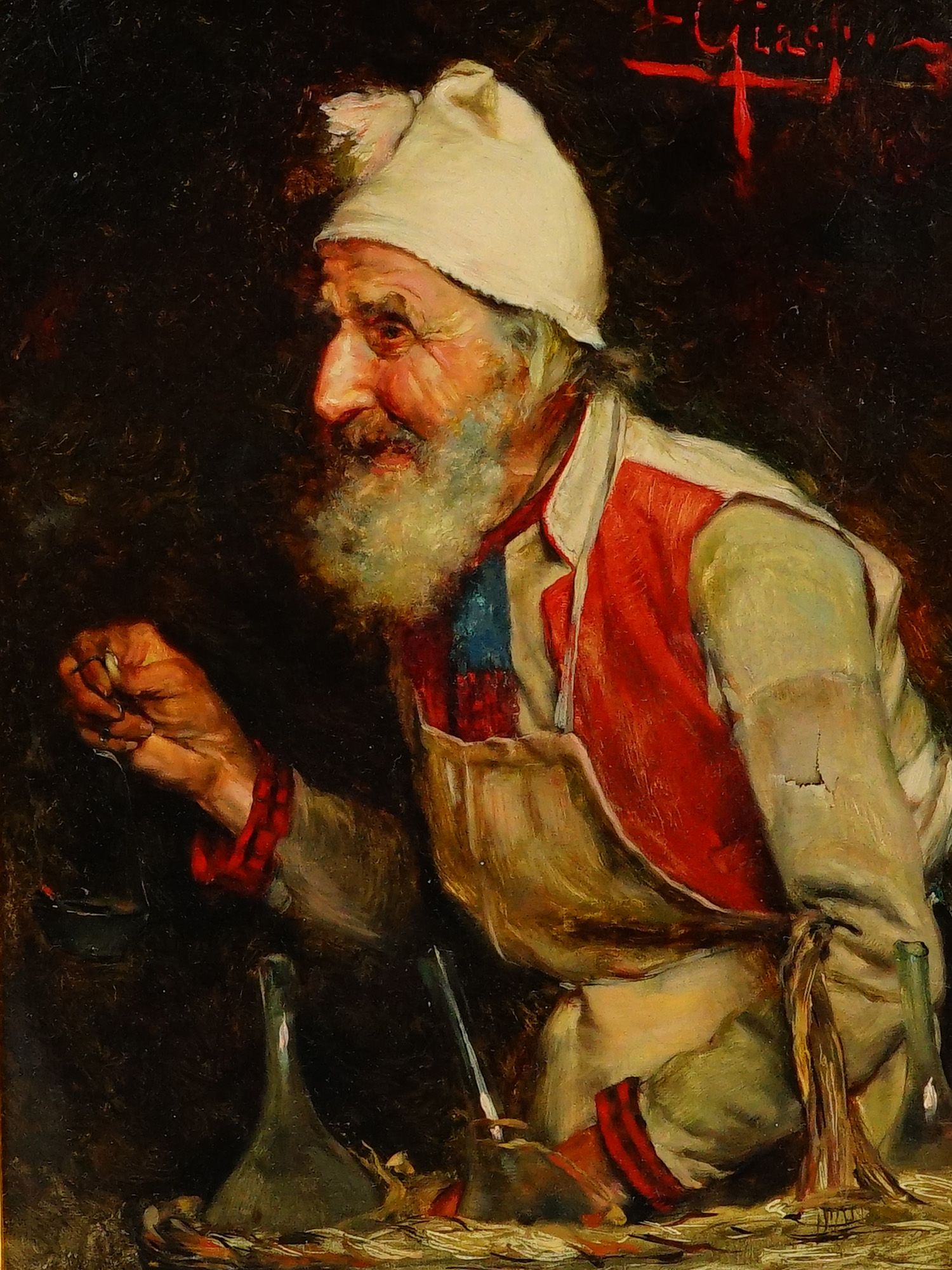 ITALIAN MALE PORTRAIT OIL PAINTING SIGNED E. GIACHI