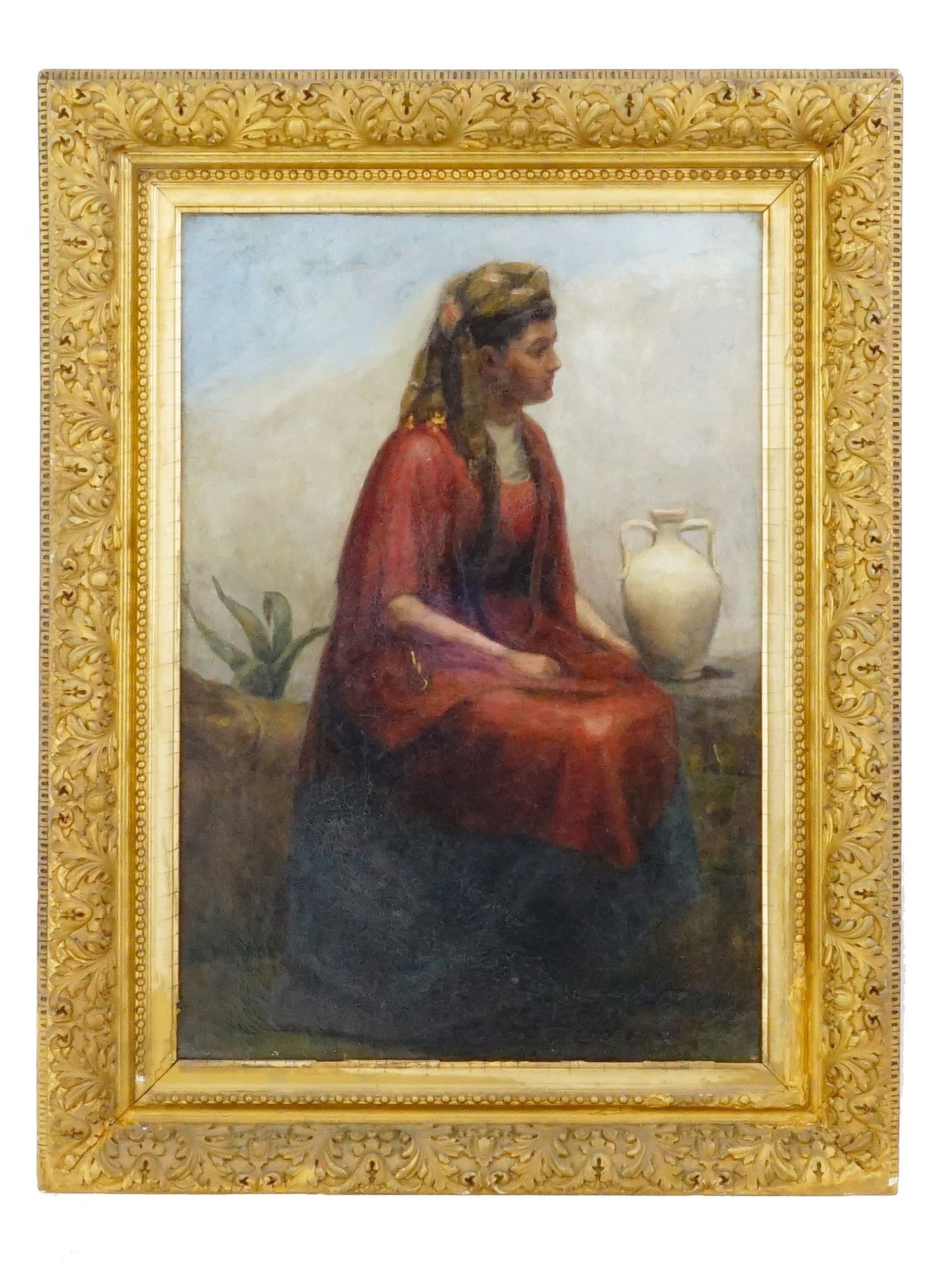 ANTIQUE EUROPEAN ORIENTALIST OIL PORTRAIT PAINTING