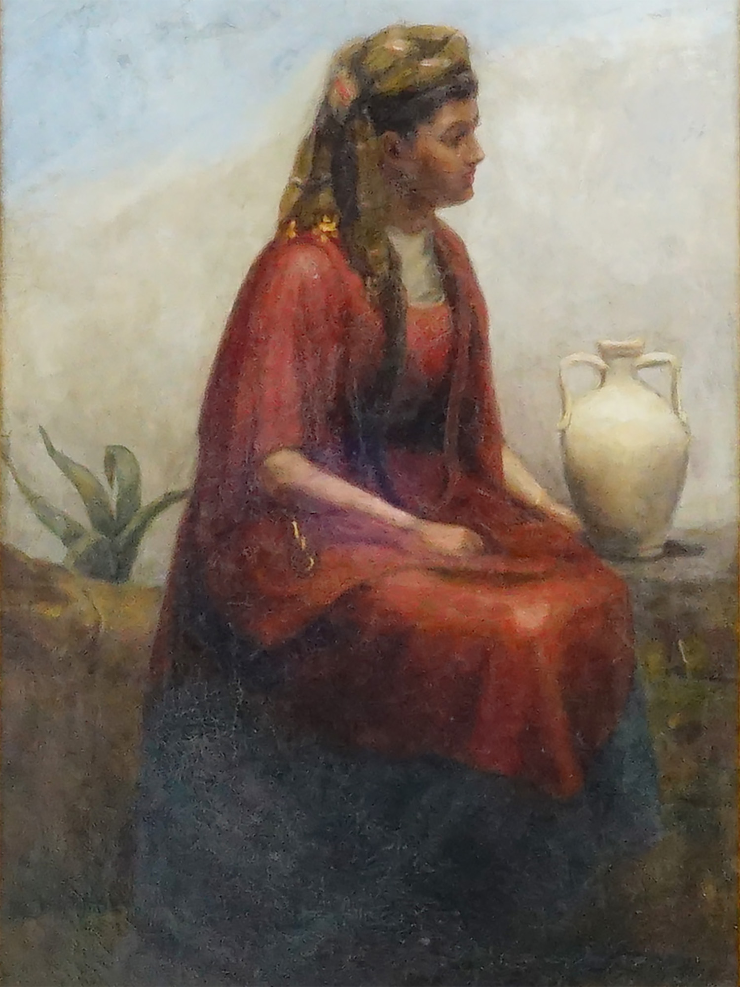 ANTIQUE EUROPEAN ORIENTALIST OIL PORTRAIT PAINTING