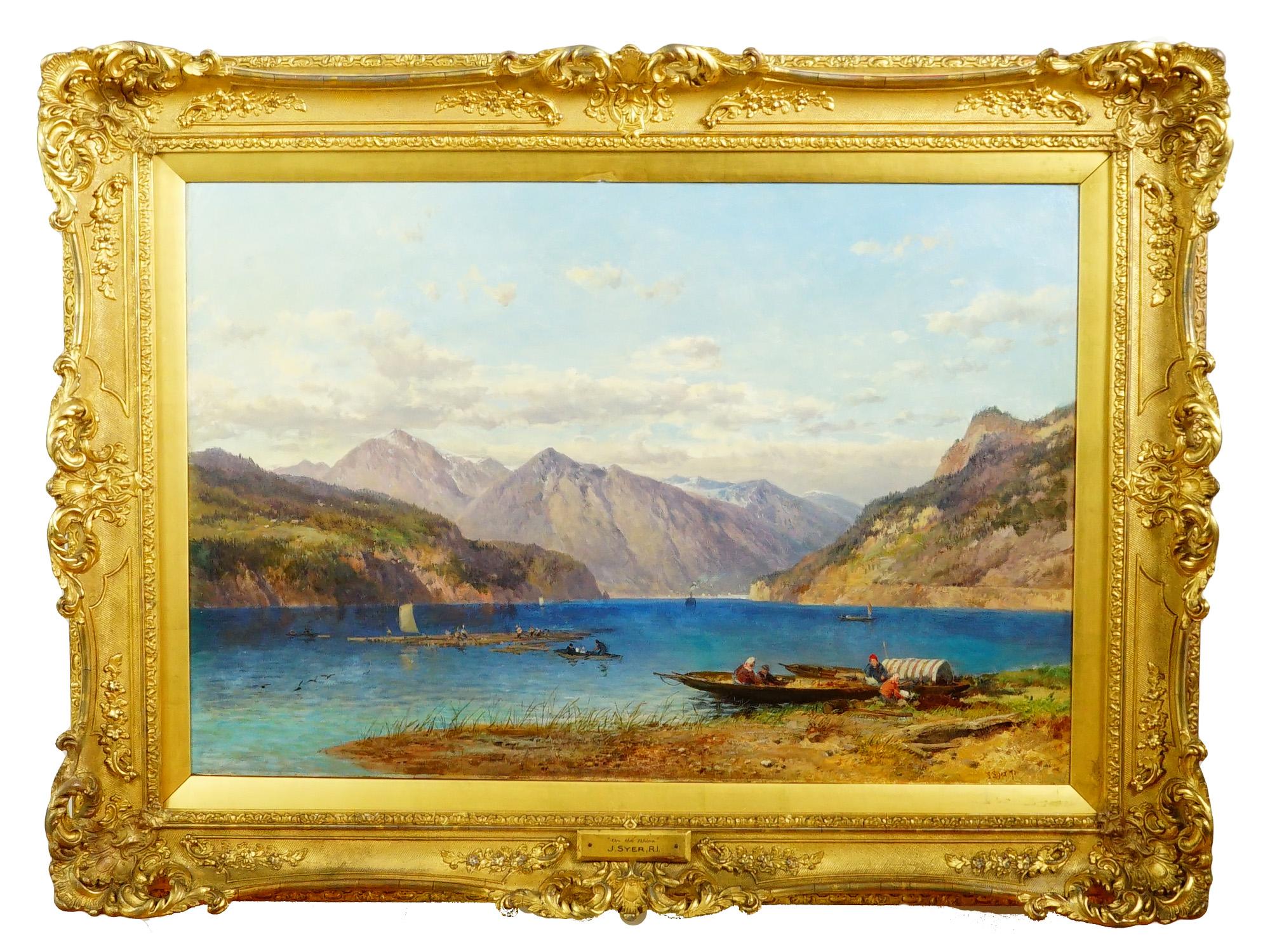 JOHN SYER BRITISH RHINE RIVER LANDSCAPE OIL PAINTING