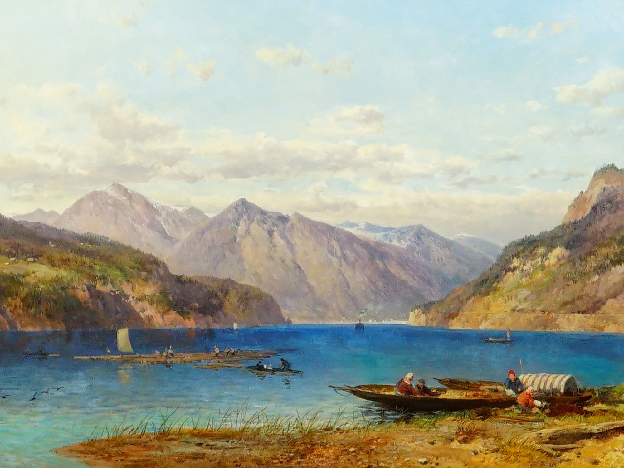 JOHN SYER BRITISH RHINE RIVER LANDSCAPE OIL PAINTING