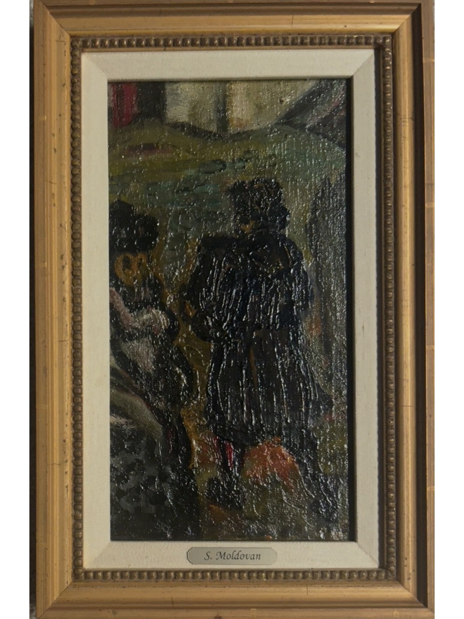 RUSSIAN-AMERICAN SASHA MOLDOVAN OIL PEASANTS PAINTING