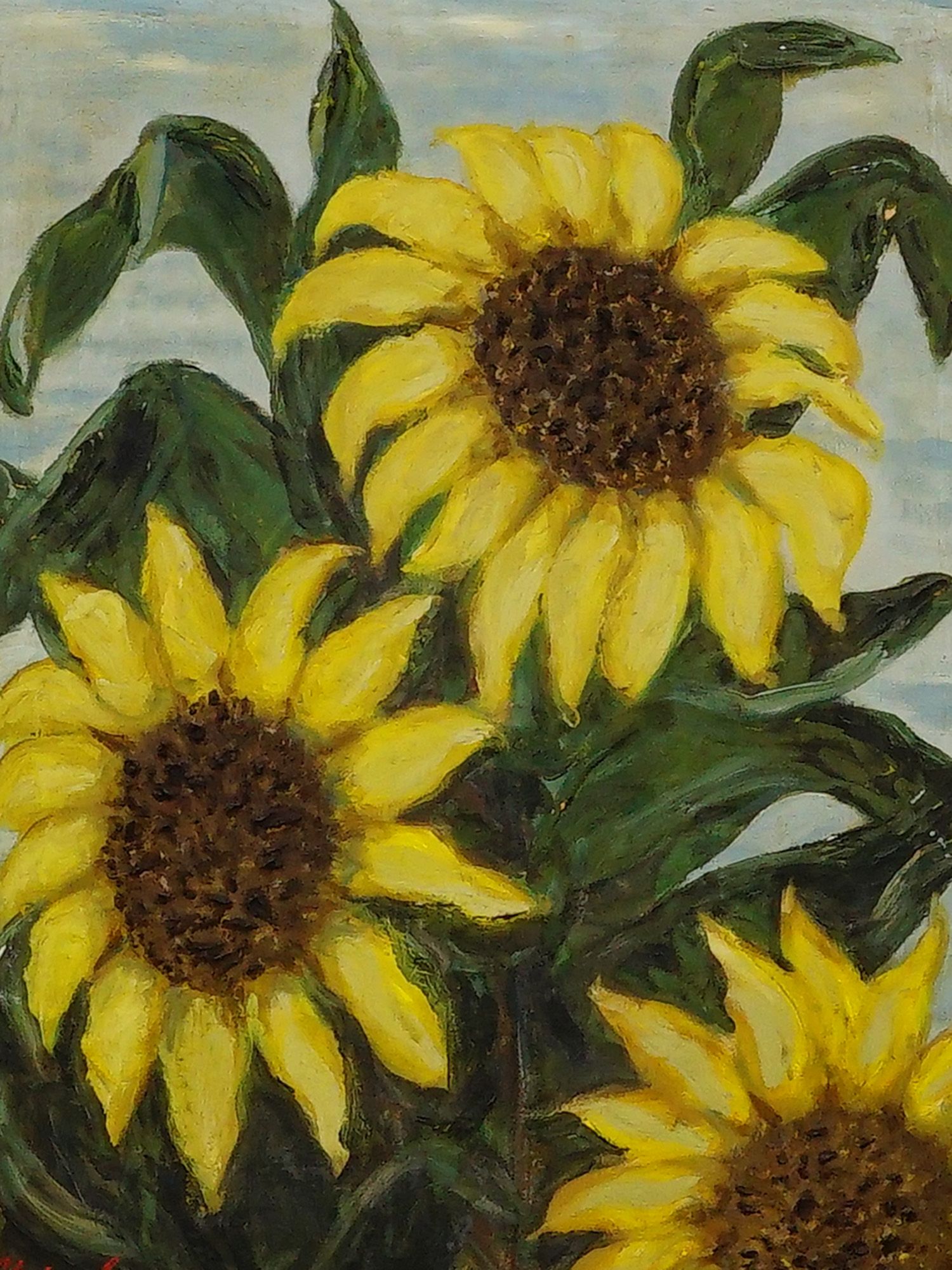 CLAIRE LUCE AMERICAN OIL PAINTING SUNFLOWERS 1949