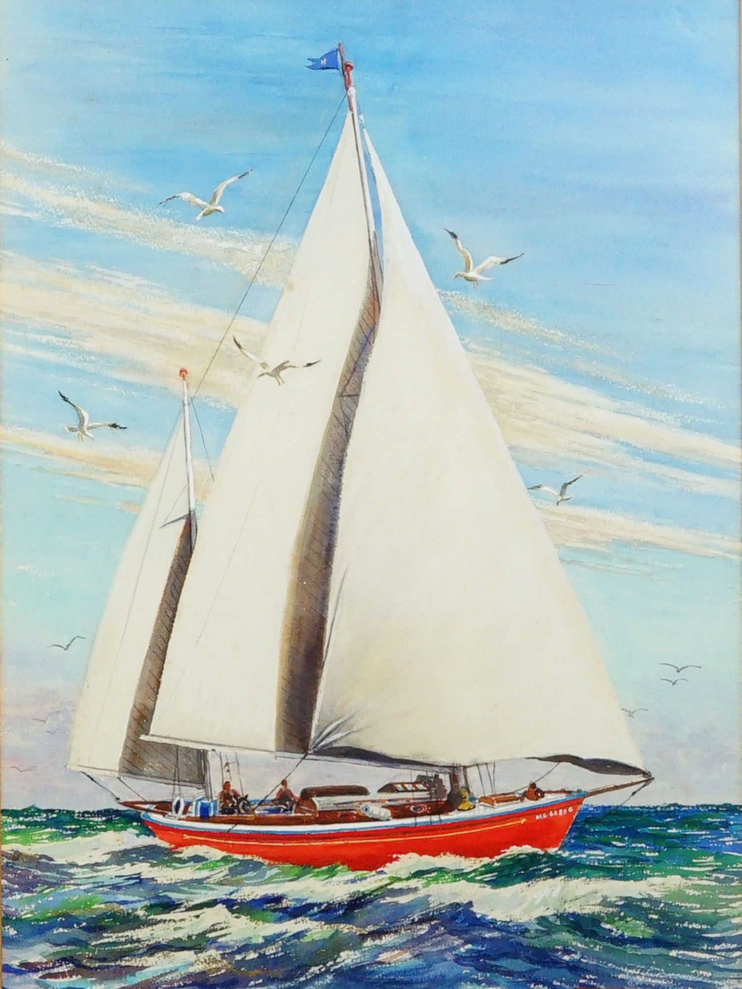 AMERICAN DOROTHY HAMBLY ELLEN SAILBOAT WATERCOLOR PAINTING