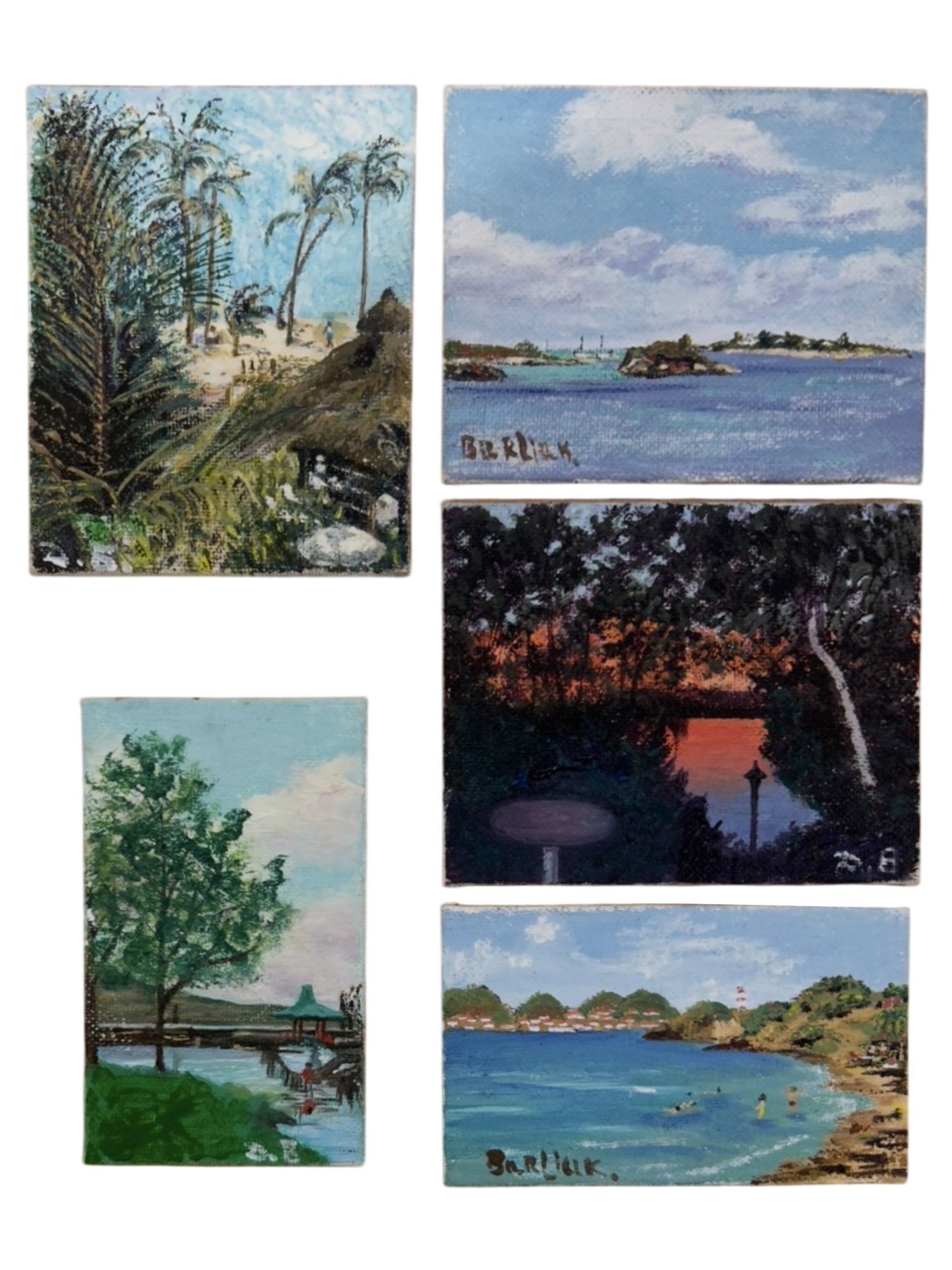 UKRAINIAN AMERICAN DAVID BURLIUK 5 FLORIDA OIL PAINTINGS