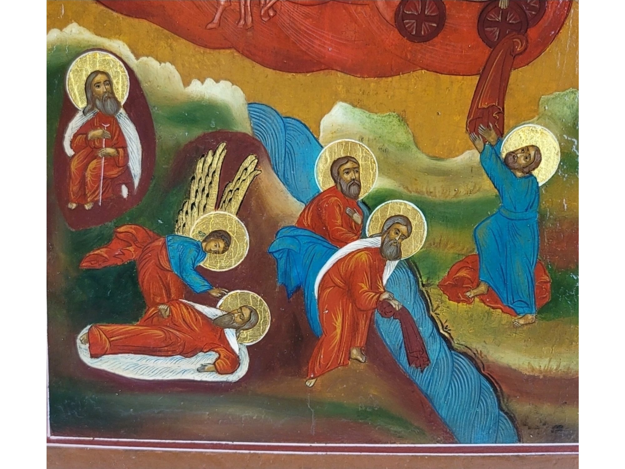 19TH C. RUSSIAN ICON THE FIERY ASCENT OF PROPHET ELIJAH