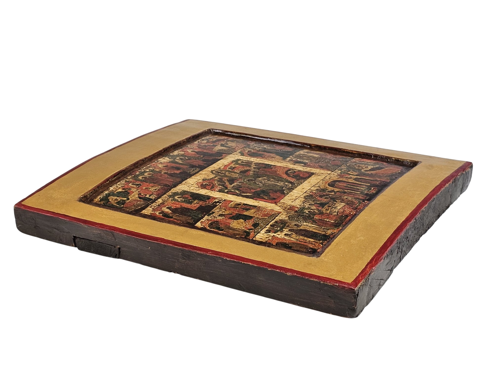 17TH/18TH C. RUSSIAN ICON RESURRECTION & FEASTS WITH KOVCHEG