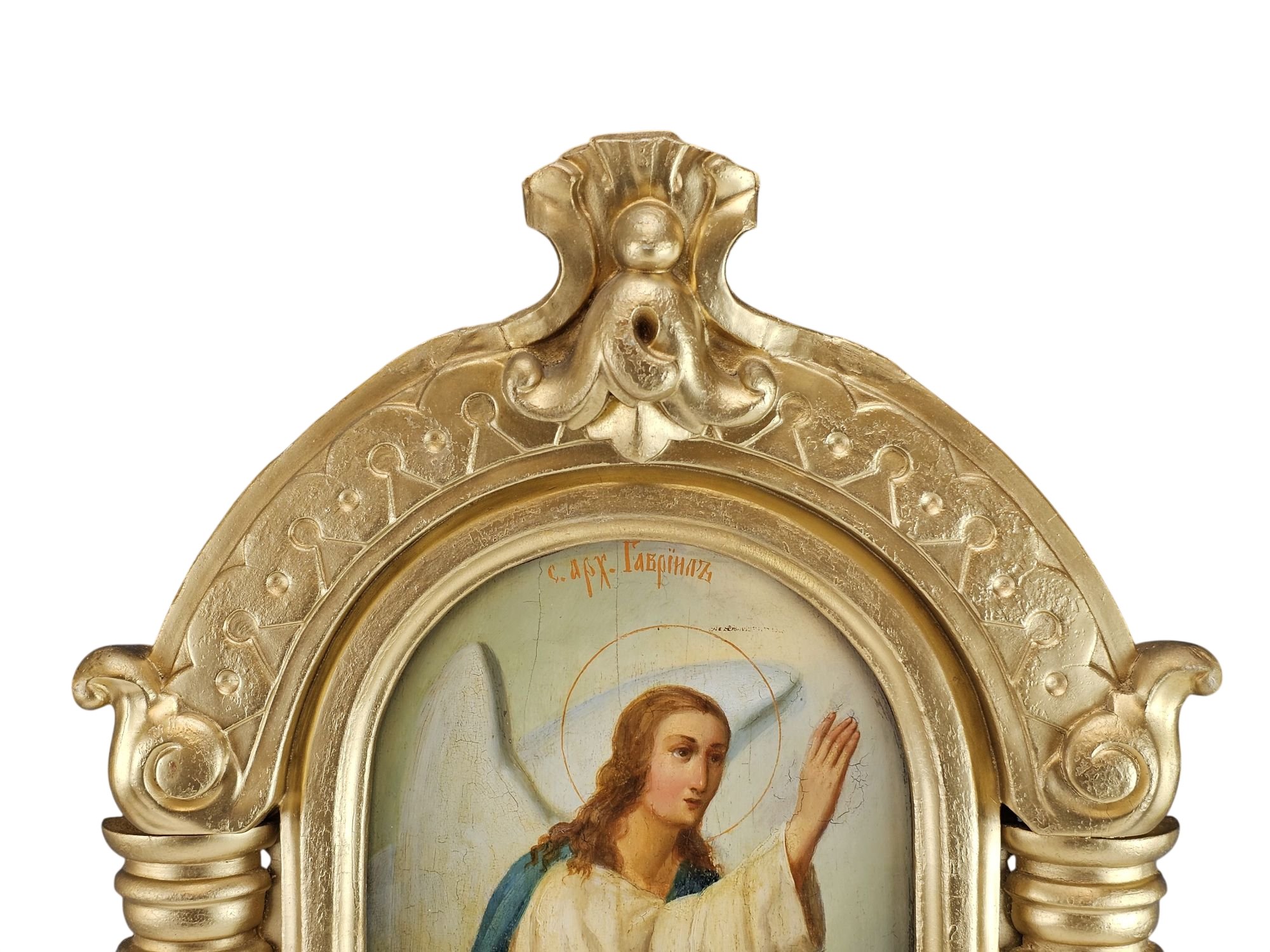 MONUMENTAL 19TH C RUSSIAN ORTHODOX ICON OF ARCHANGEL GABRIEL