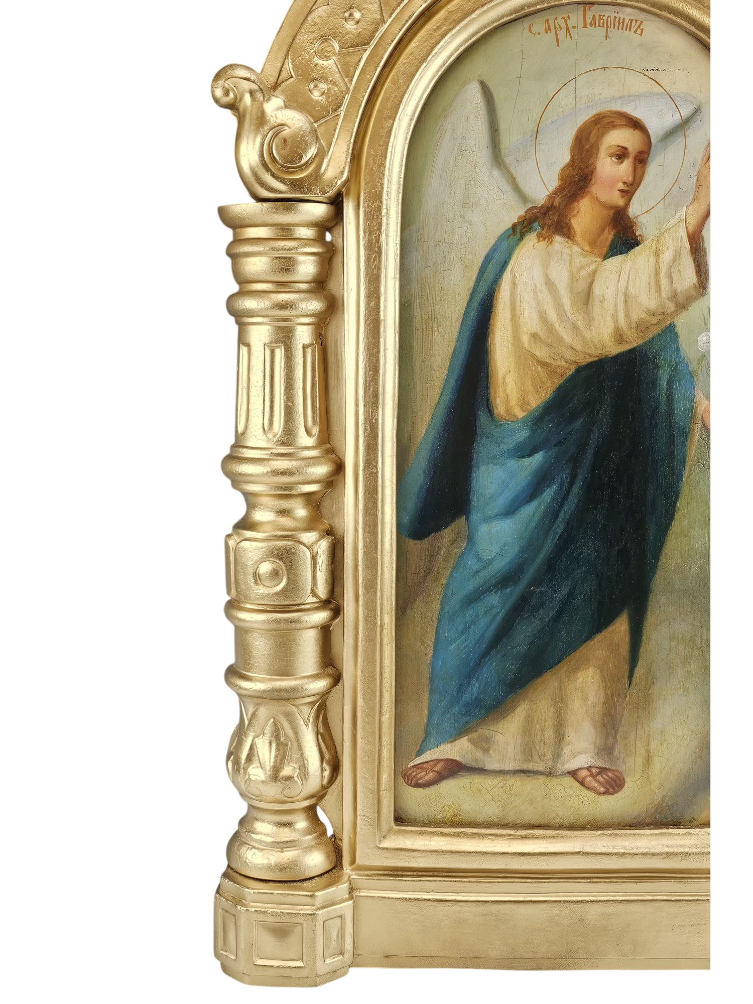 MONUMENTAL 19TH C RUSSIAN ORTHODOX ICON OF ARCHANGEL GABRIEL