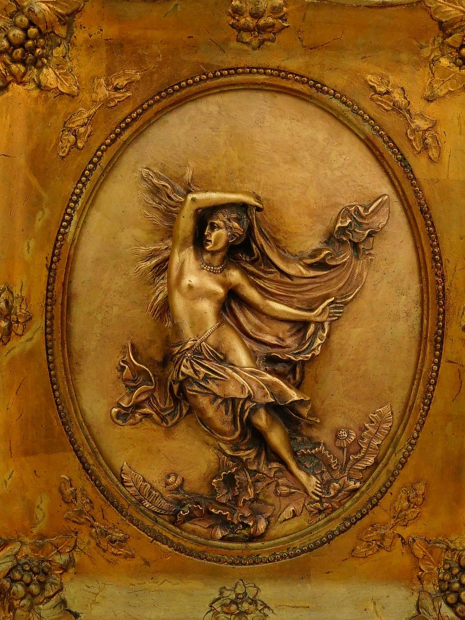 PAIR ANTIQUE EUROPEAN ART NOUVEAU BRONZE RELIEF PLAQUES