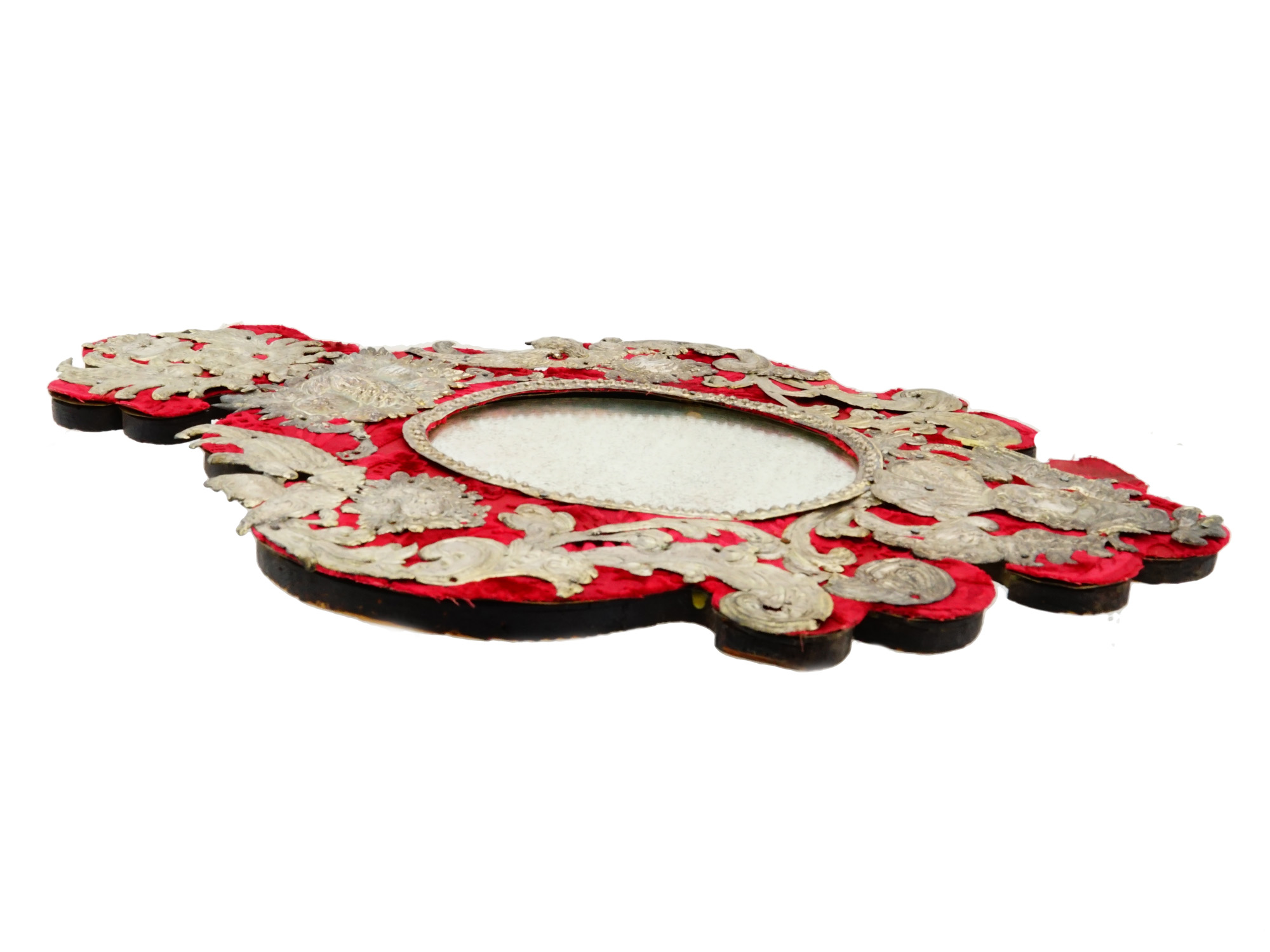 ITALIAN BAROQUE SILVER-PLATED REPOUSSE WALL MIRROR