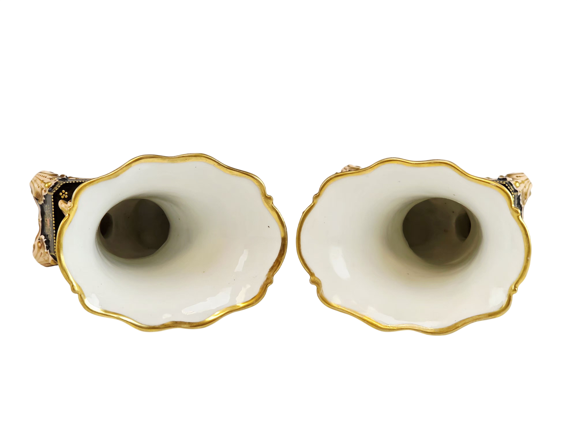 PAIR OF 19TH C FRENCH PORCELAIN SWAN VASES ATTR JACOB PETIT