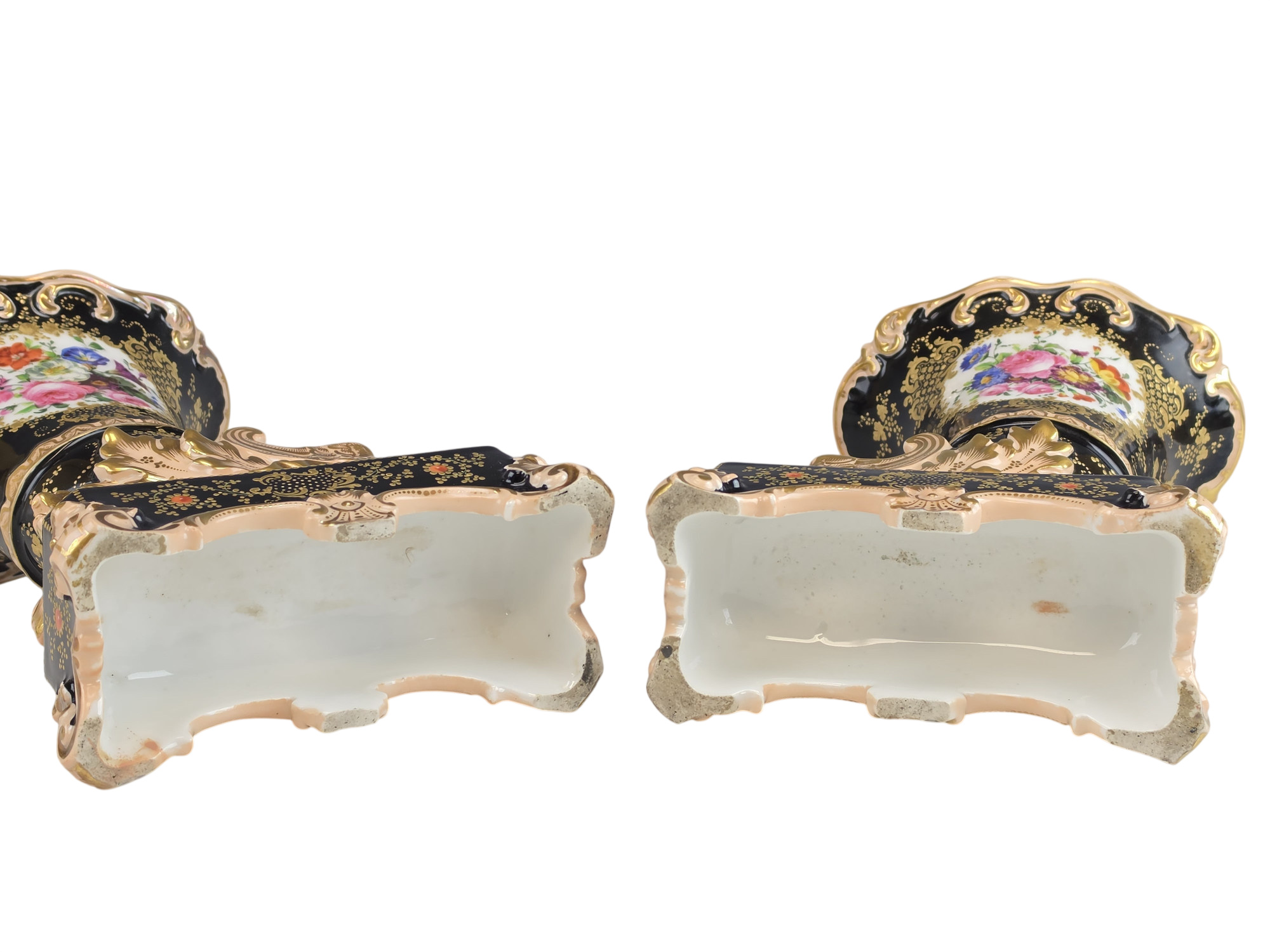 PAIR OF 19TH C FRENCH PORCELAIN SWAN VASES ATTR JACOB PETIT