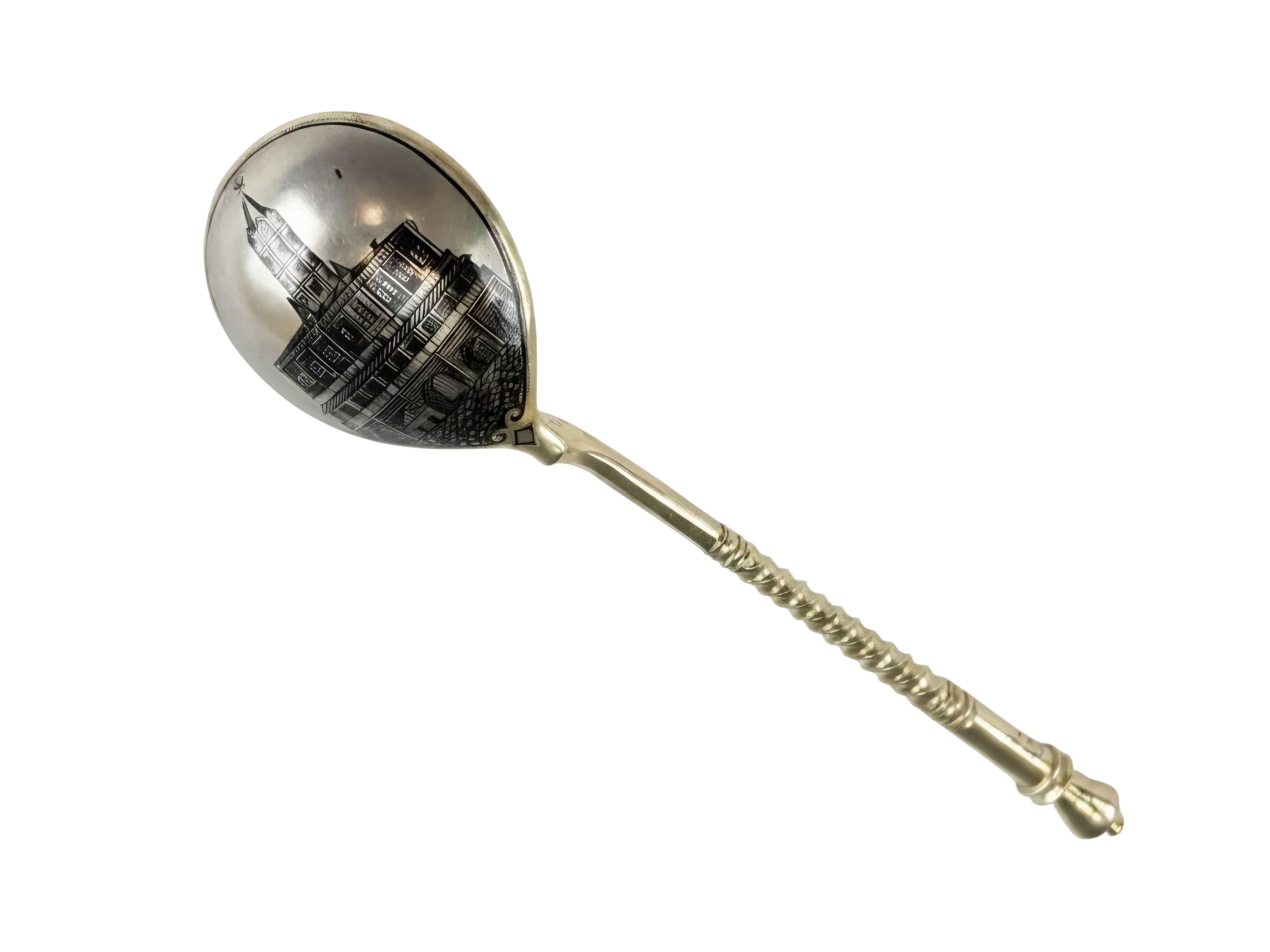ANTIQUE RUSSIAN SILVER NIELLO SPOON KHLEBNIKOV 1888