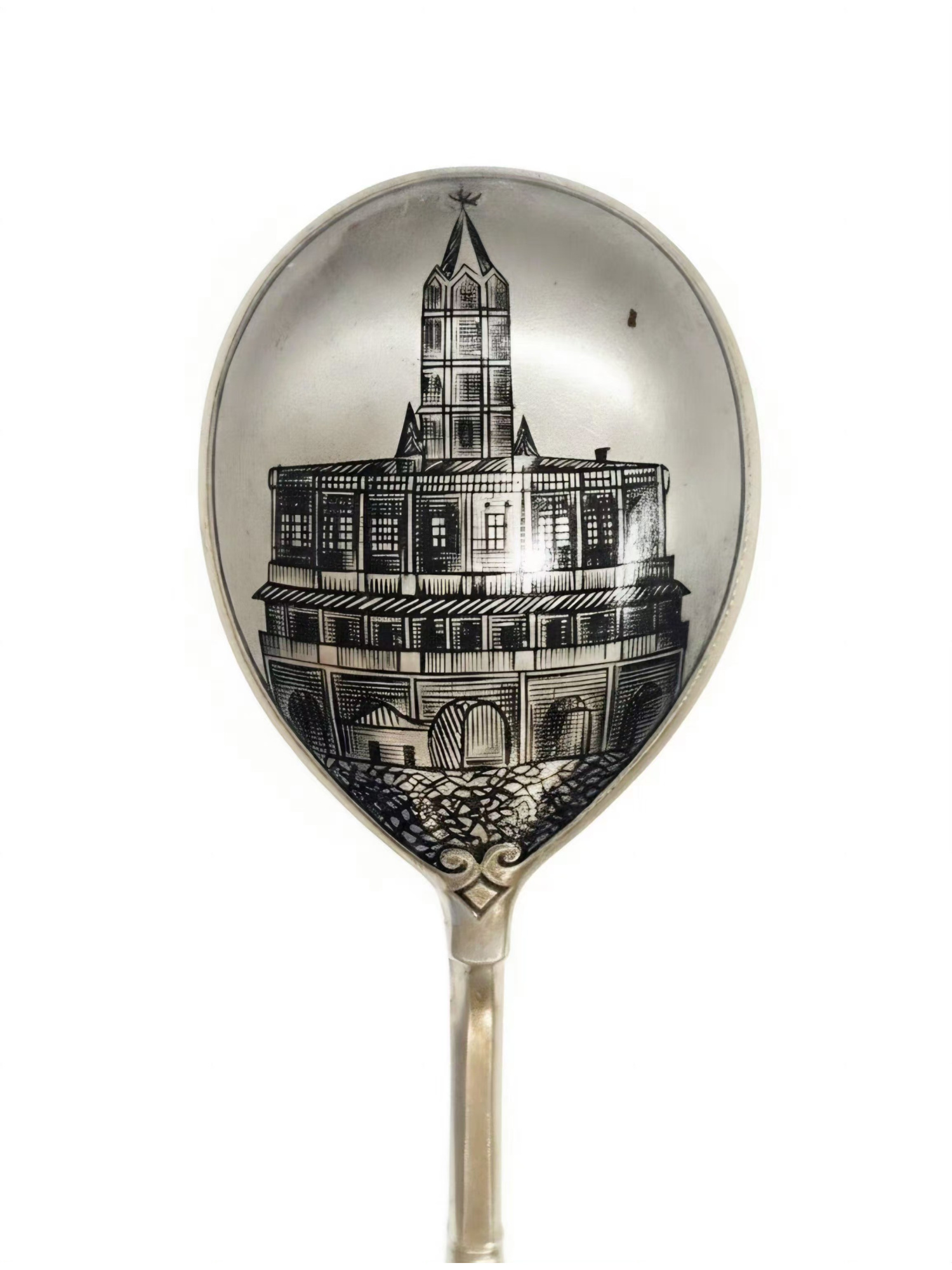 ANTIQUE RUSSIAN SILVER NIELLO SPOON KHLEBNIKOV 1888