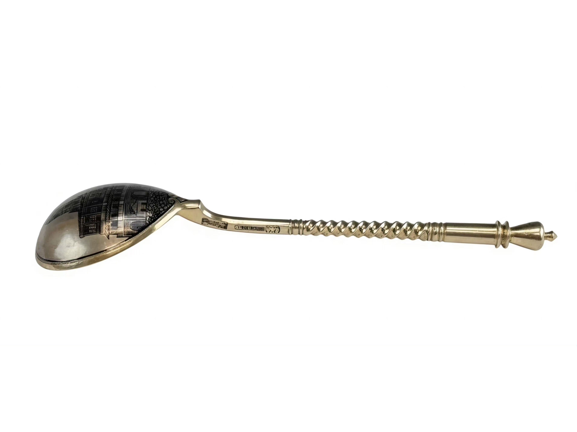 ANTIQUE RUSSIAN SILVER NIELLO SPOON KHLEBNIKOV 1888
