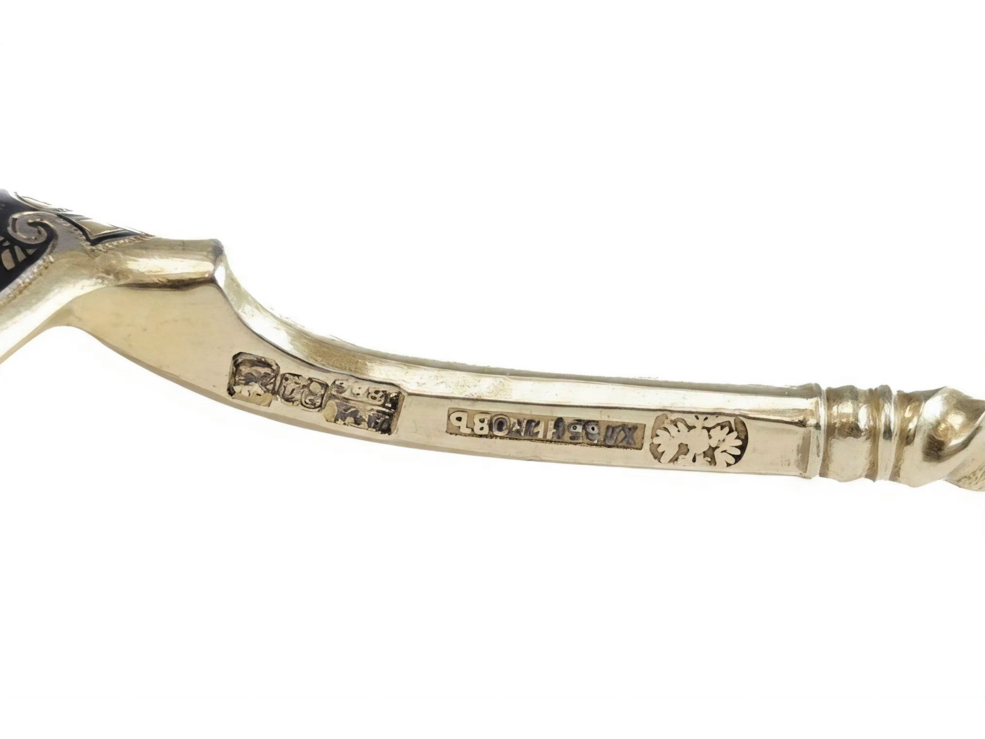 ANTIQUE RUSSIAN SILVER NIELLO SPOON KHLEBNIKOV 1888