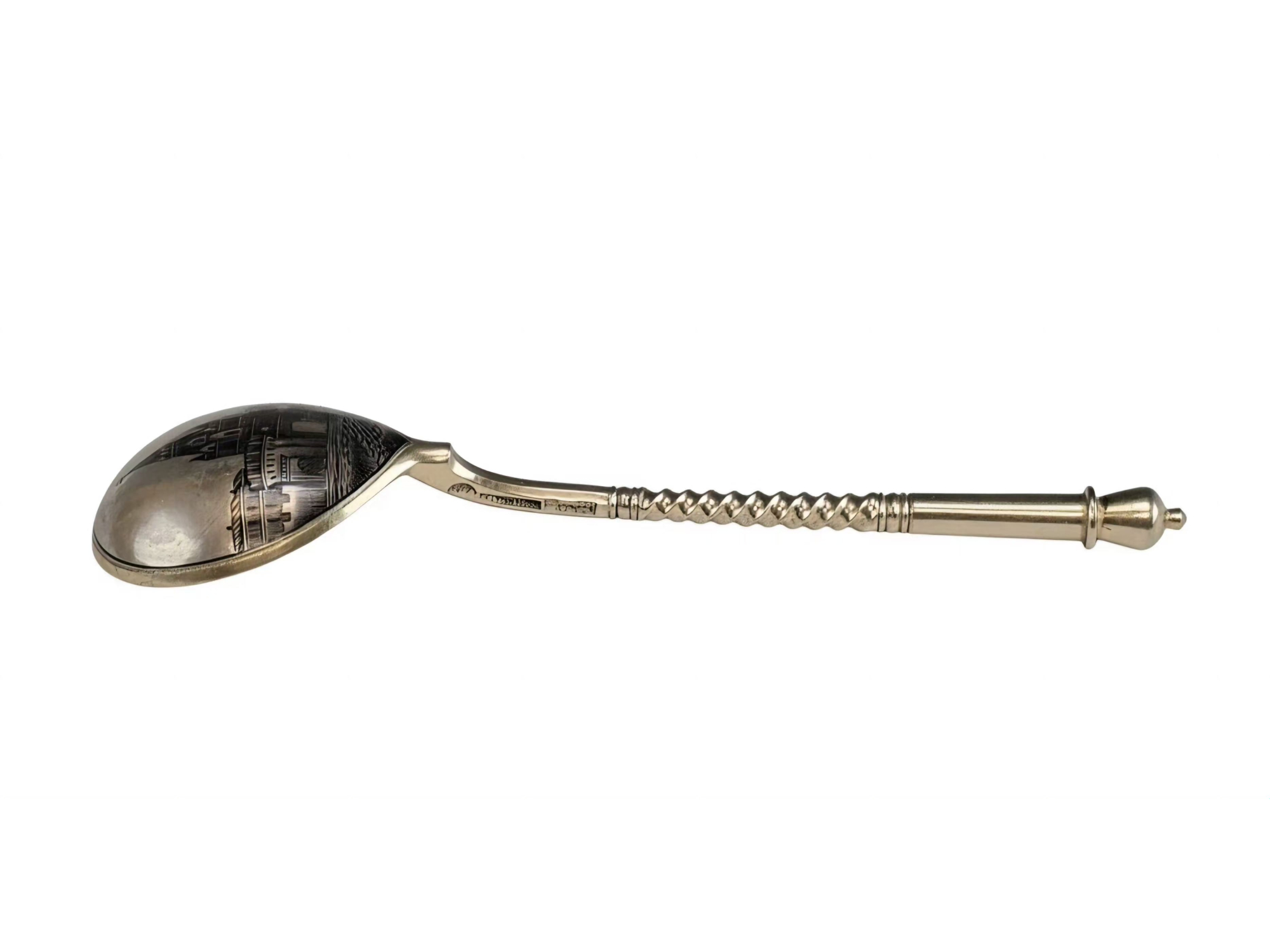 ANTIQUE RUSSIAN SILVER NIELLO SERVING SPOON KHLEBNIKOV 1888