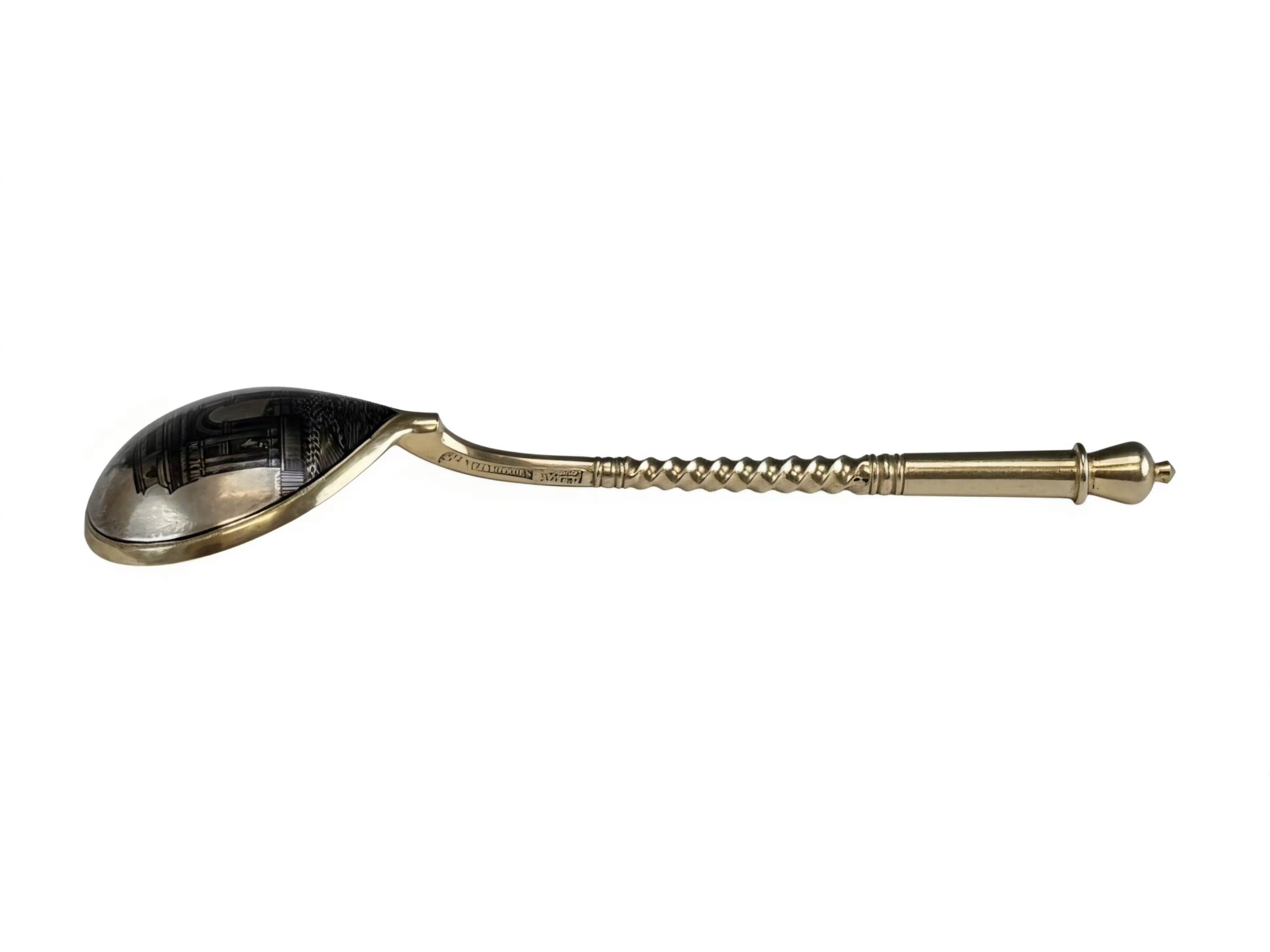 ANTIQUE RUSSIAN SILVER NIELLO SERVING SPOON KHLEBNIKOV 1888