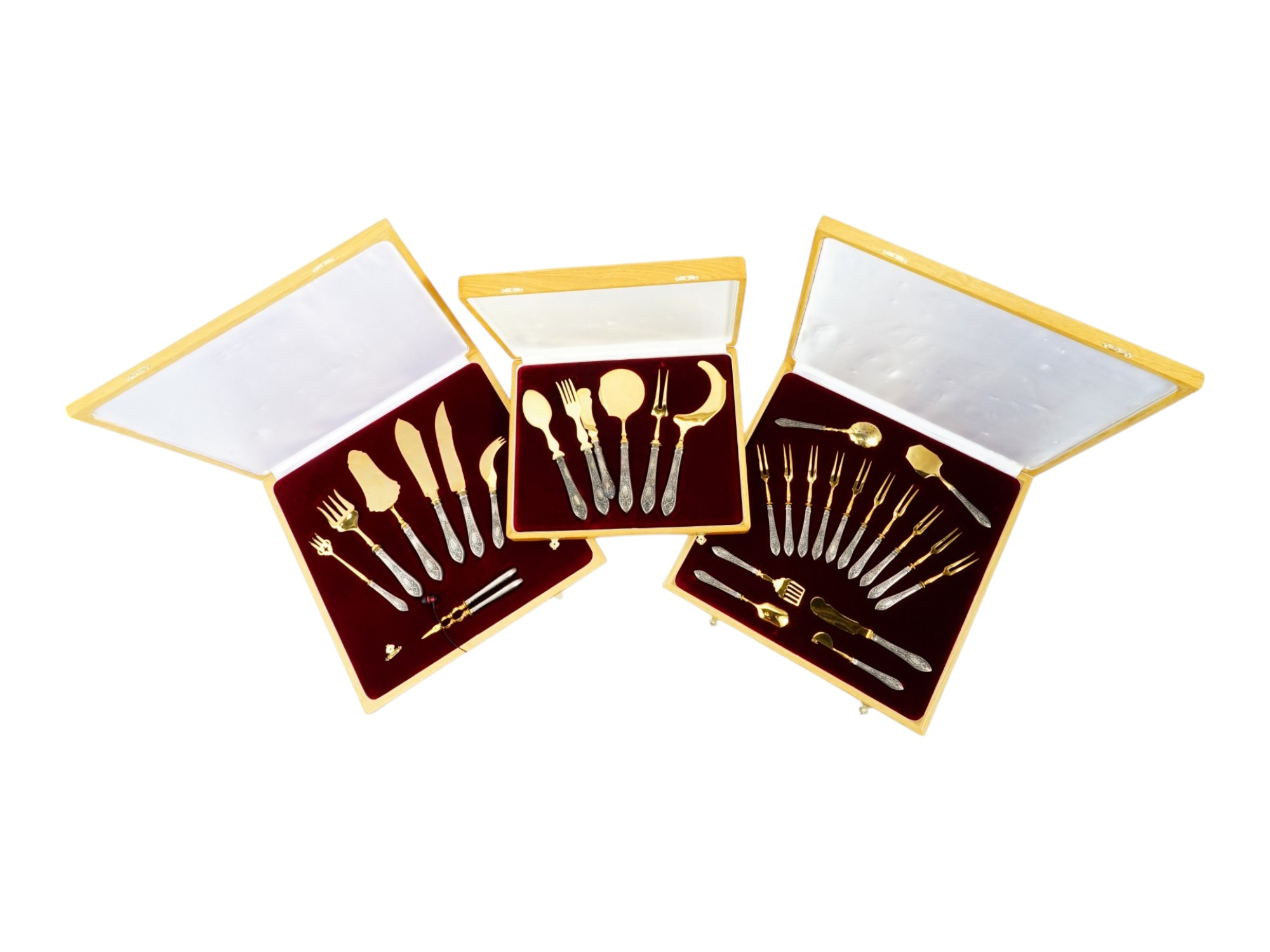 RUSSIAN GRACHEV BROTHERS SILVER FISH CUTLERY SET W CASES
