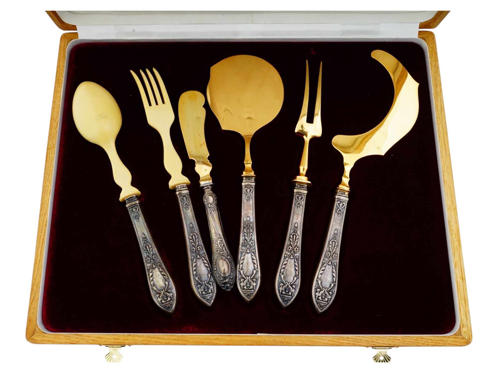 RUSSIAN GRACHEV BROTHERS SILVER FISH CUTLERY SET W CASES