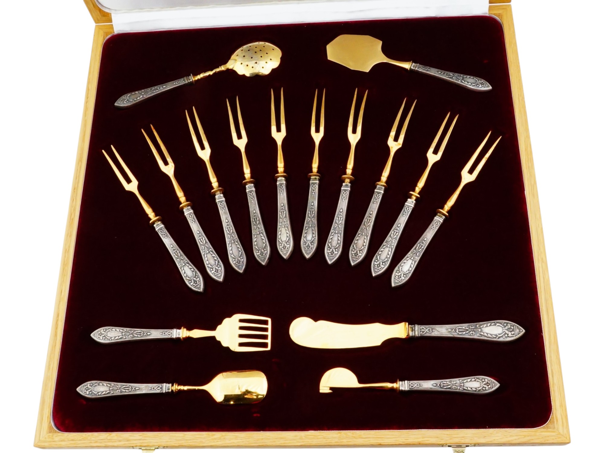 RUSSIAN GRACHEV BROTHERS SILVER FISH CUTLERY SET W CASES