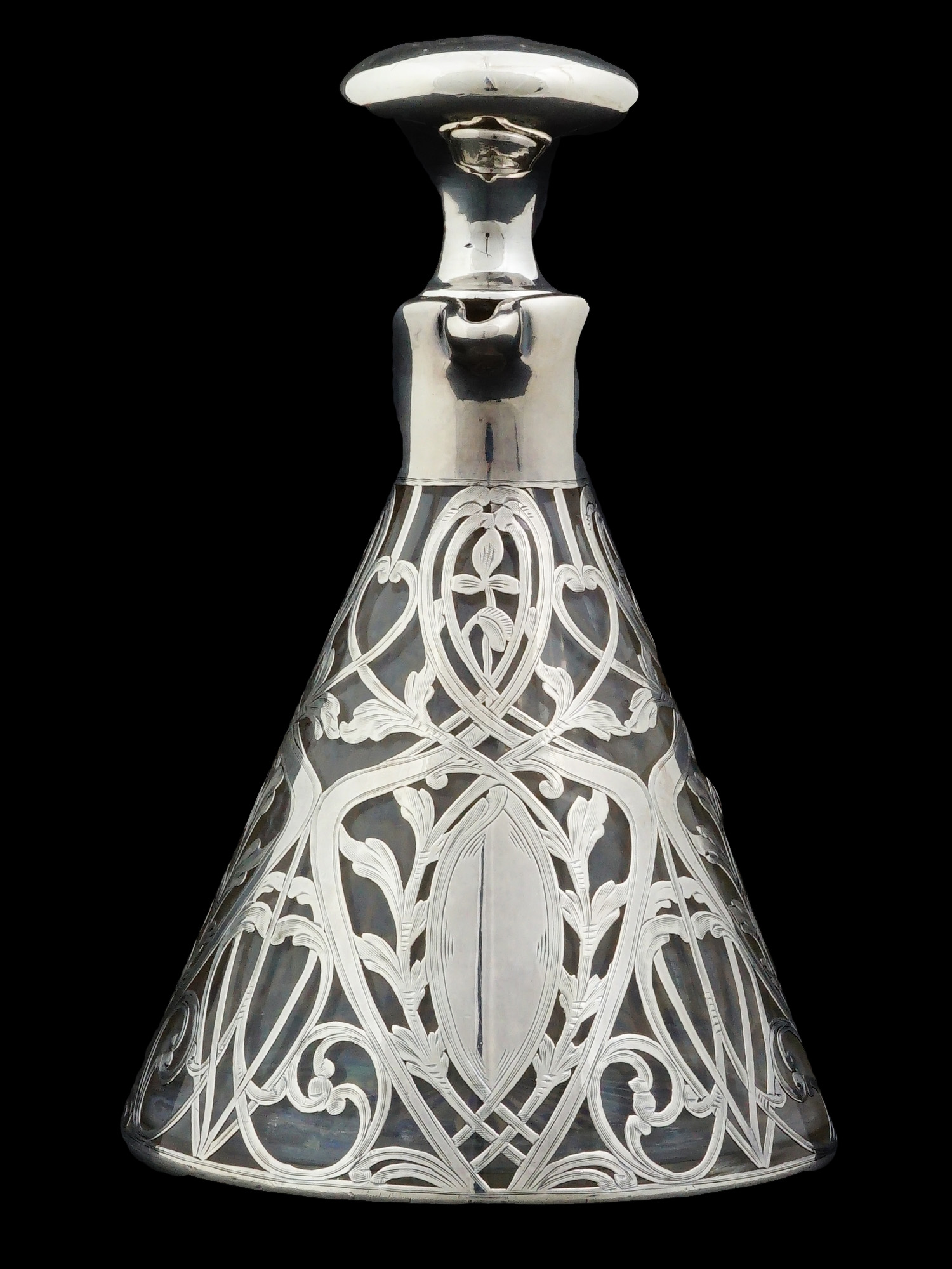 BLACK STARR AND FROST FINE SILVER AND CRYSTAL DECANTER
