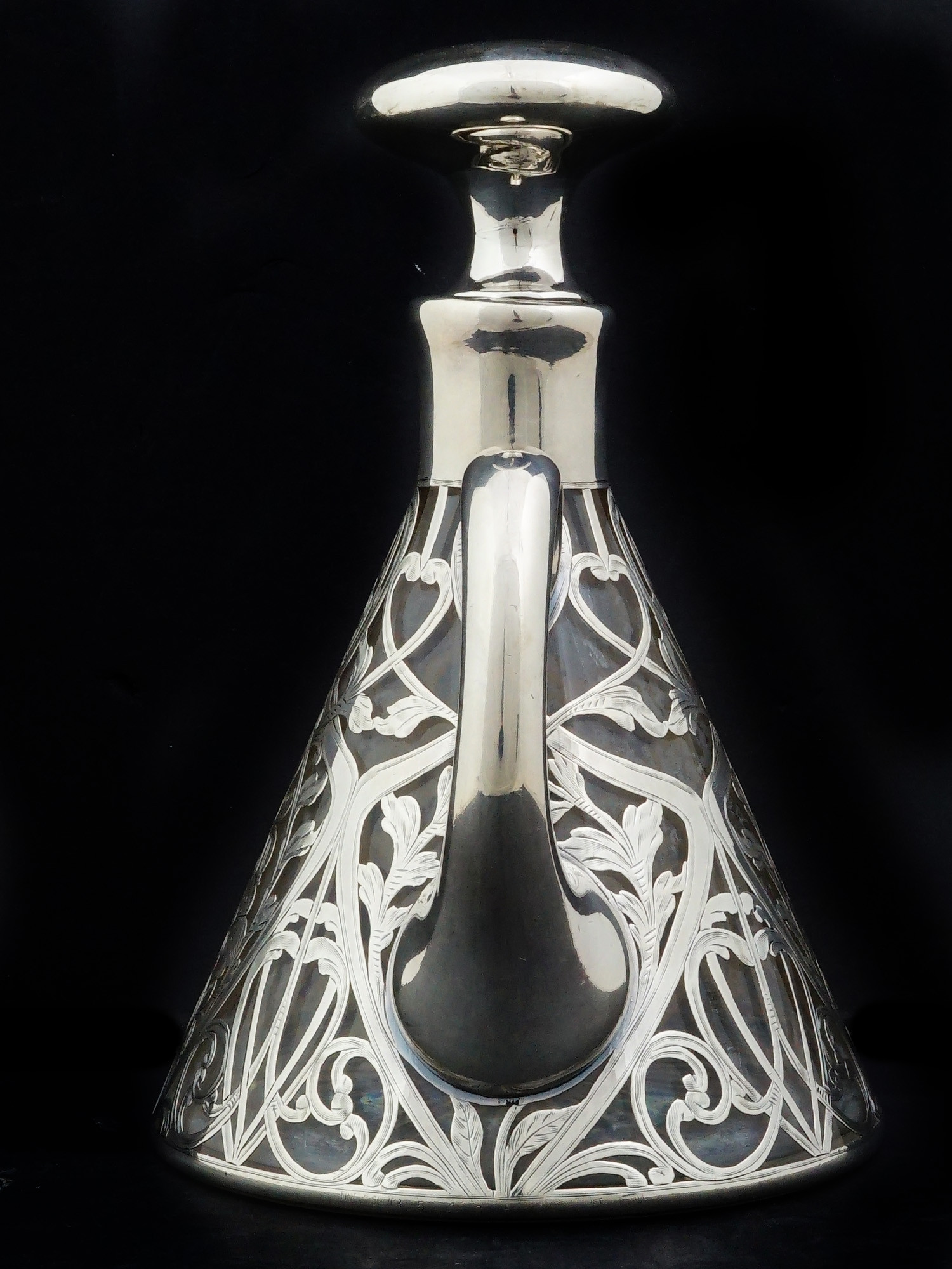 BLACK STARR AND FROST FINE SILVER AND CRYSTAL DECANTER