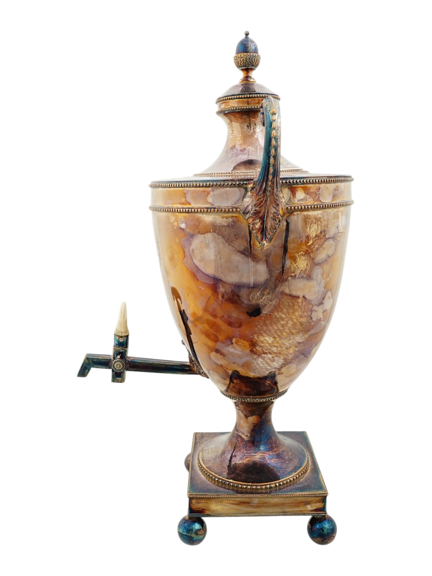 ANTIQUE ENGLISH SILVER PLATED ARMORIAL SAMOVAR