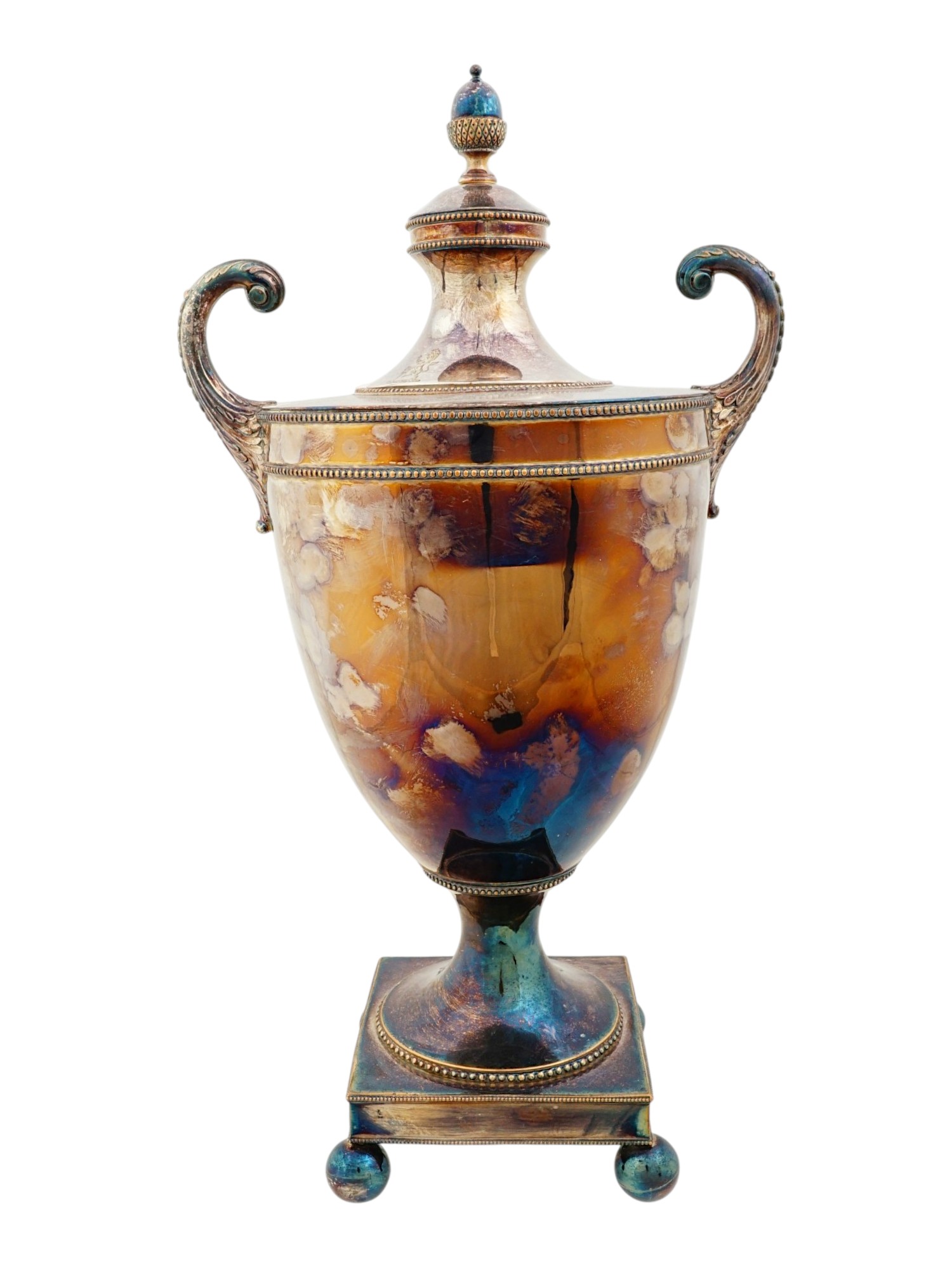 ANTIQUE ENGLISH SILVER PLATED ARMORIAL SAMOVAR