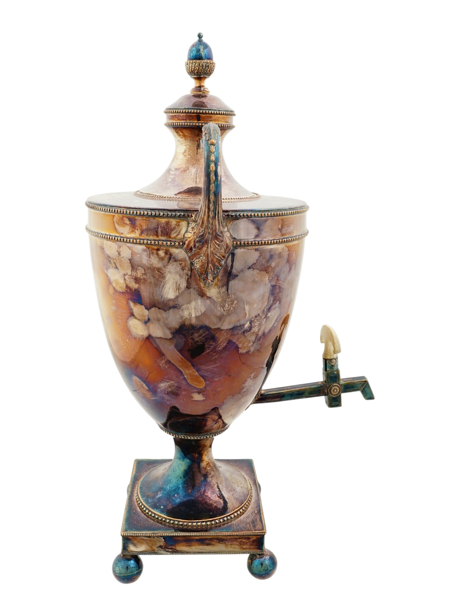 ANTIQUE ENGLISH SILVER PLATED ARMORIAL SAMOVAR