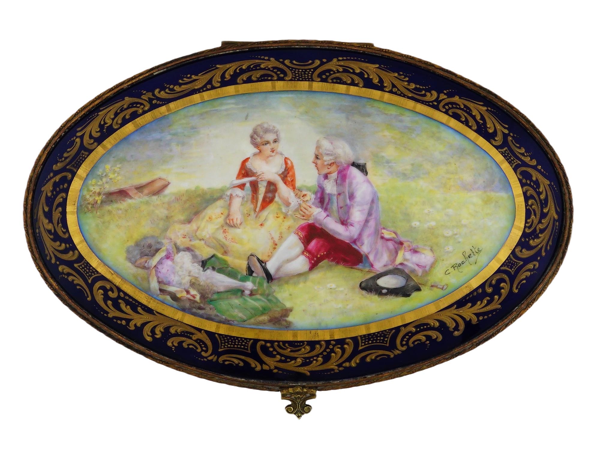 FRENCH SEVRES STYLE PORCELAIN AND BRONZE TRINKET BOX