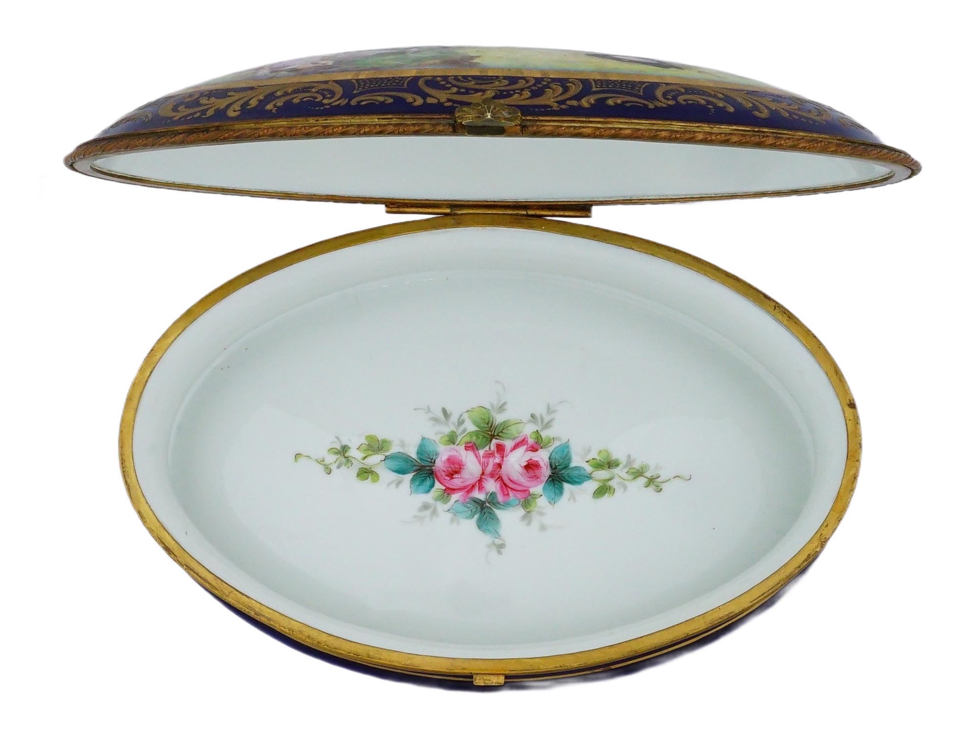 FRENCH SEVRES STYLE PORCELAIN AND BRONZE TRINKET BOX