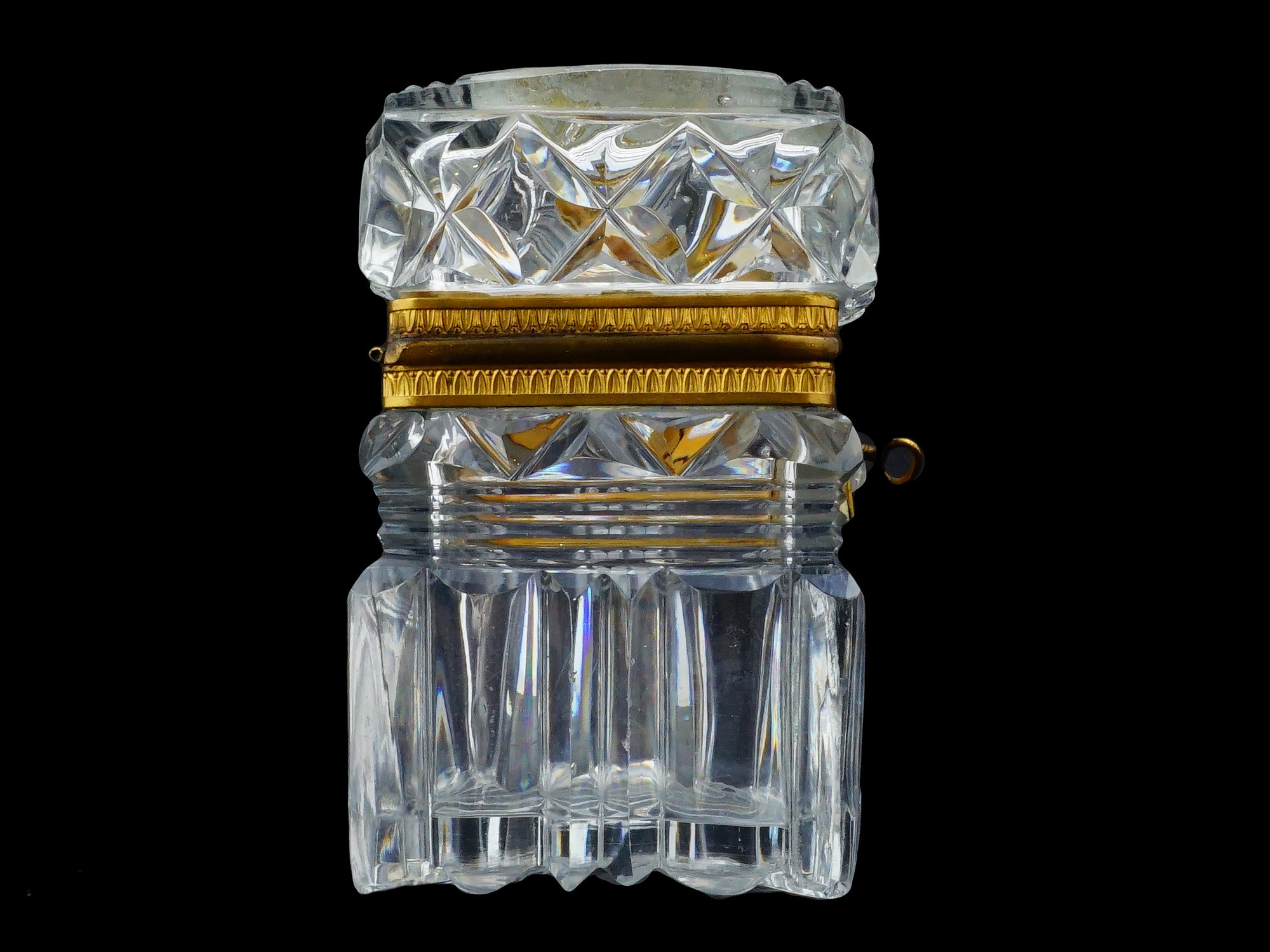ANTIQUE FRENCH EMPIRE CUT CRYSTAL BOX CAMEO SIGNED ANDRIEU