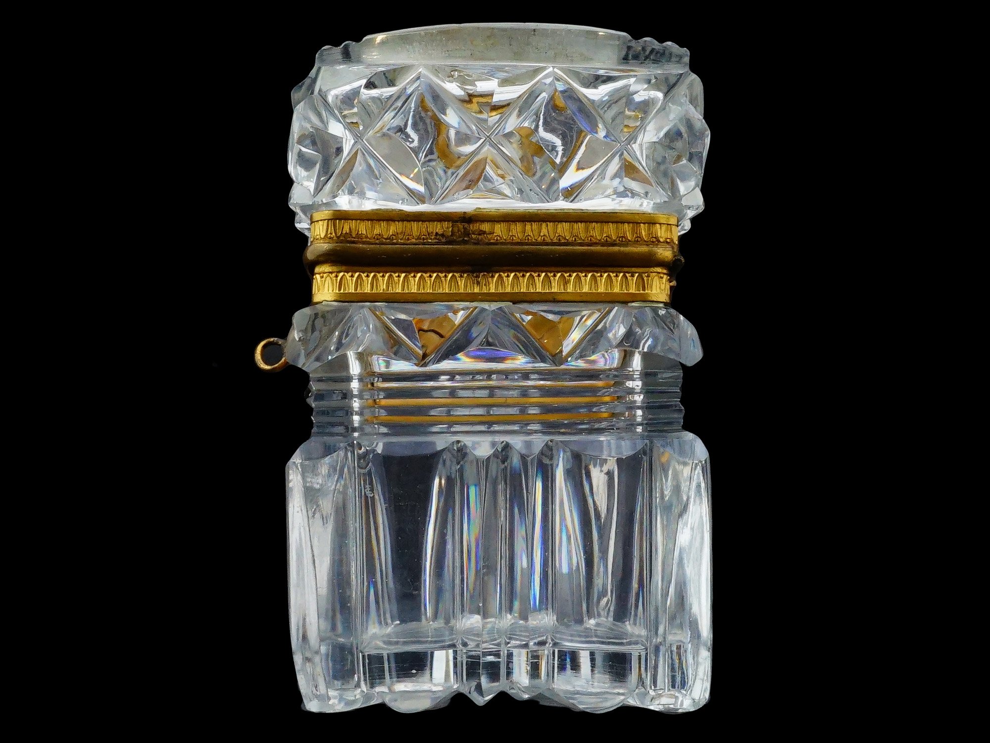 ANTIQUE FRENCH EMPIRE CUT CRYSTAL BOX CAMEO SIGNED ANDRIEU