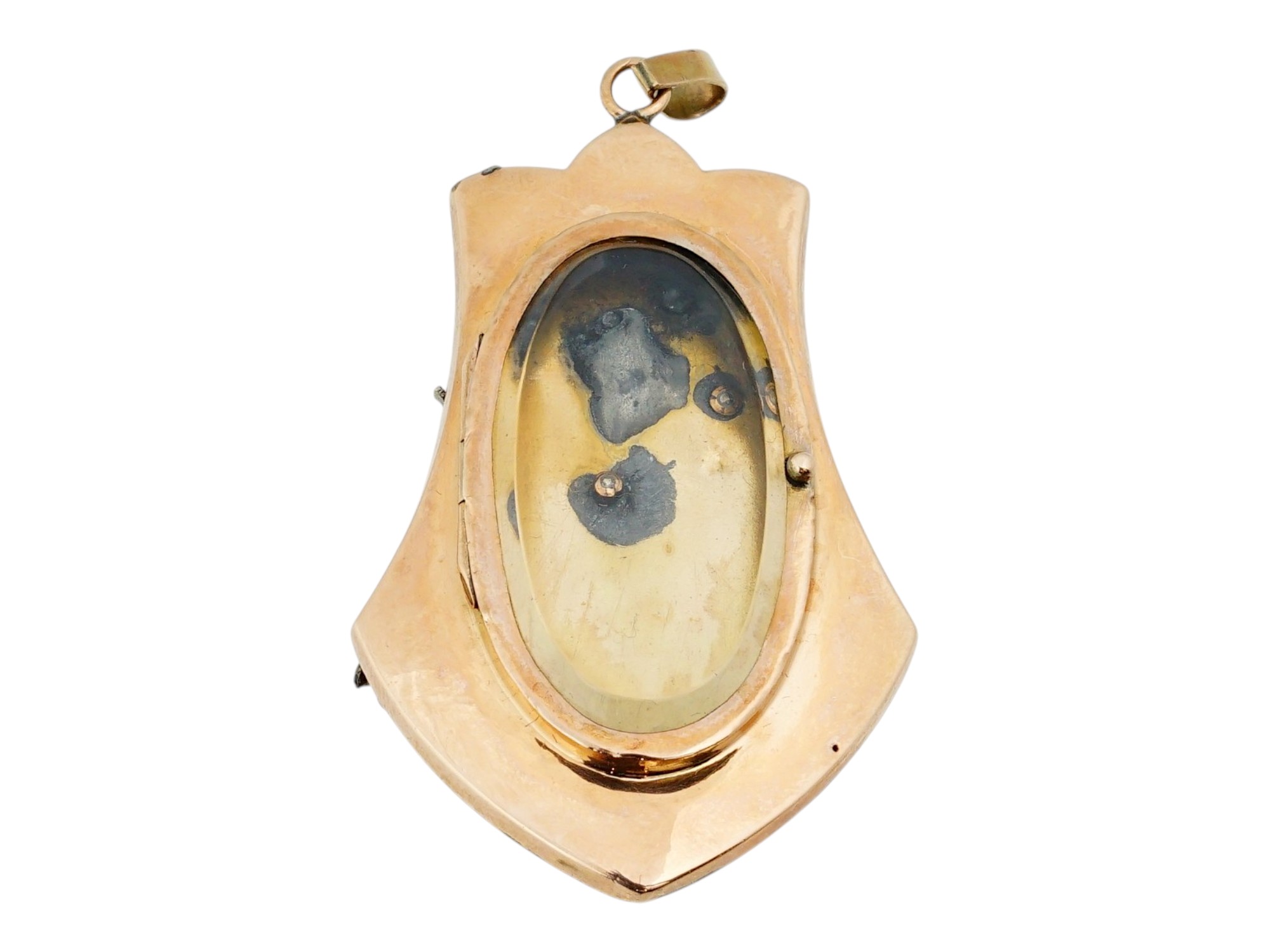 VICTORIAN GOLD SEED PEARL RUBY BIRD LOCKET PENDANT