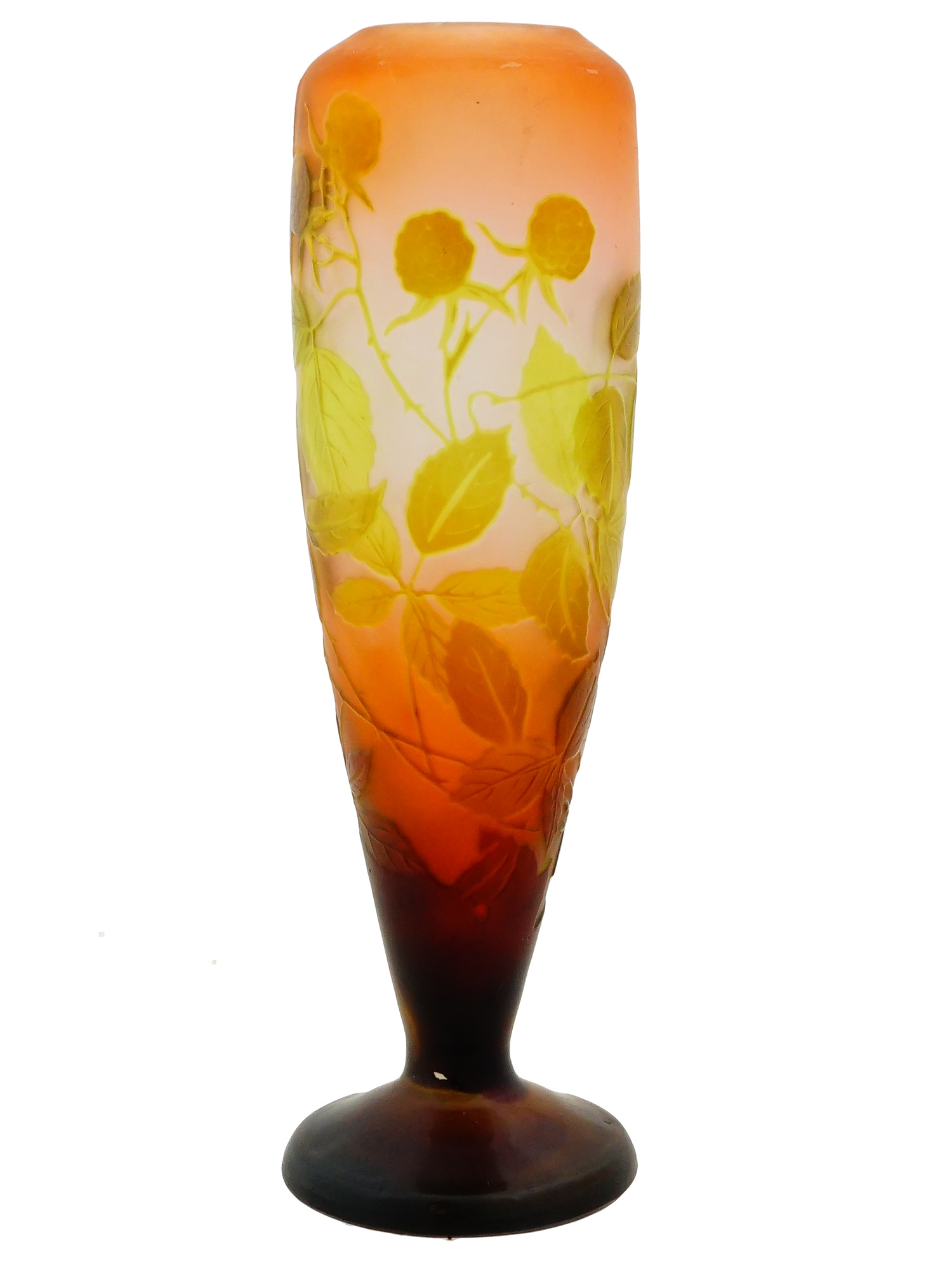 FRENCH ART NOUVEAU GALLE PEONY CAMEO GLASS VASE