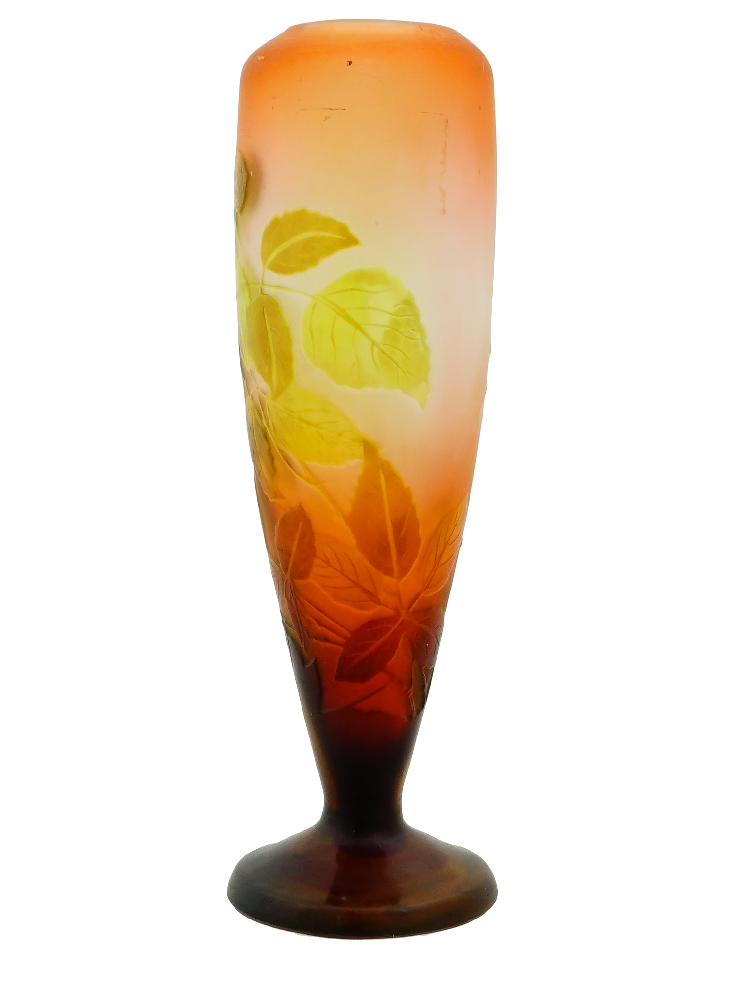 FRENCH ART NOUVEAU GALLE PEONY CAMEO GLASS VASE