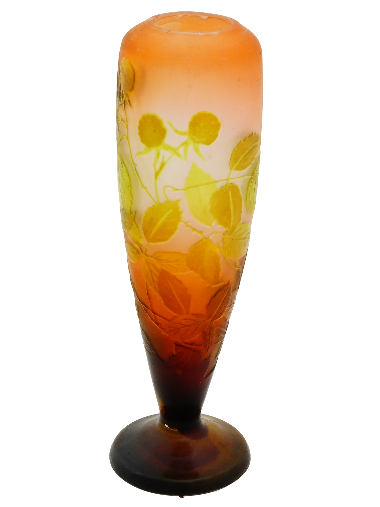 FRENCH ART NOUVEAU GALLE PEONY CAMEO GLASS VASE