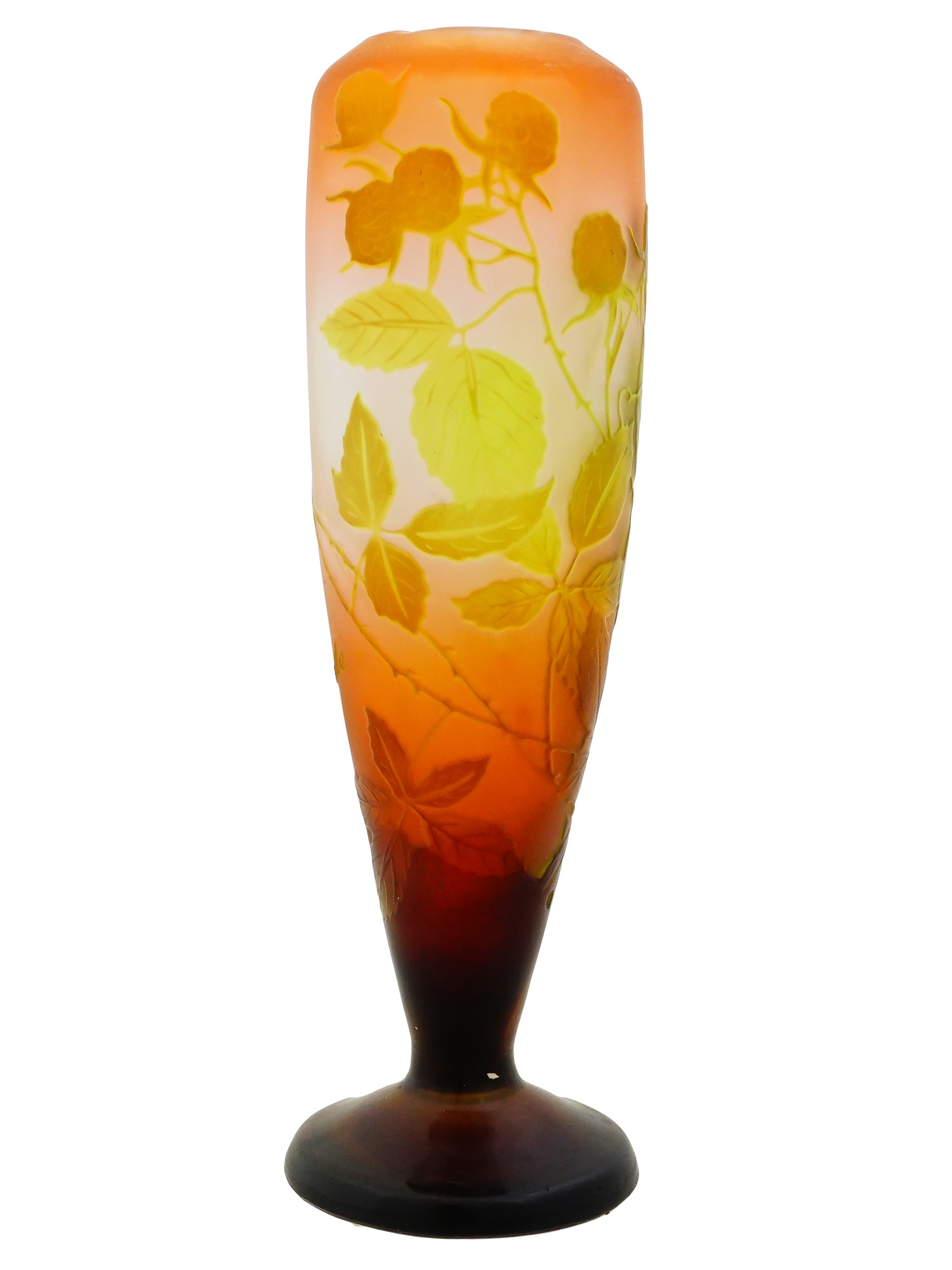 FRENCH ART NOUVEAU GALLE PEONY CAMEO GLASS VASE