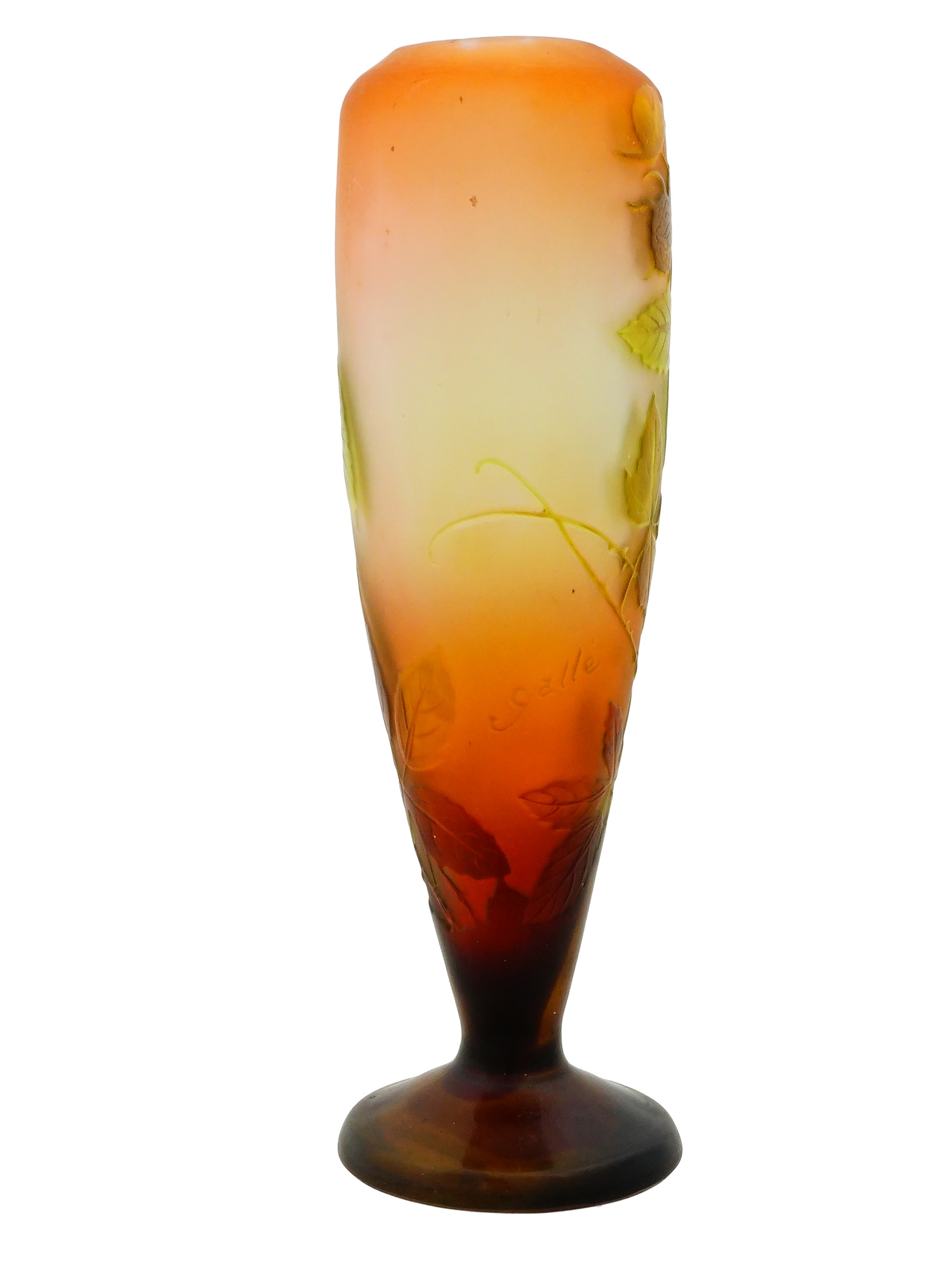 FRENCH ART NOUVEAU GALLE PEONY CAMEO GLASS VASE