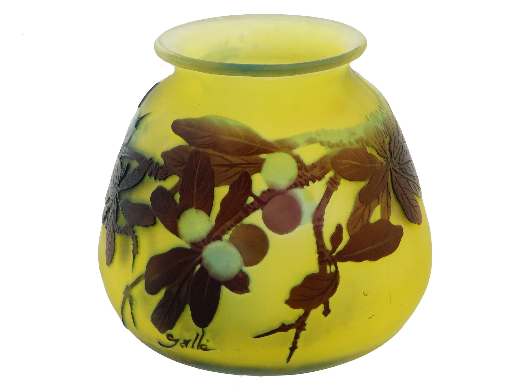 FRENCH ART NOUVEAU GALLE BERRY CAMEO GLASS VASE