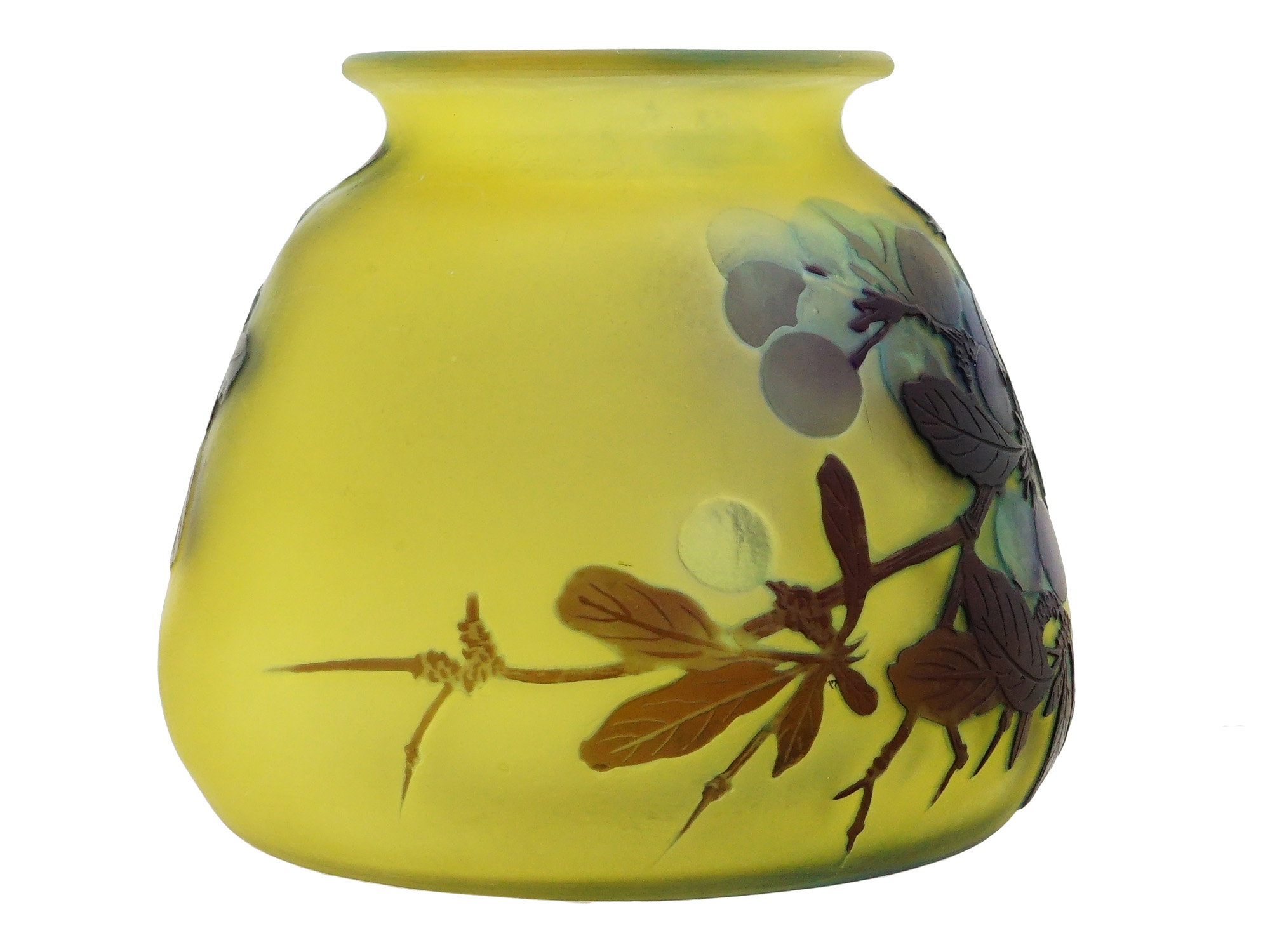 FRENCH ART NOUVEAU GALLE BERRY CAMEO GLASS VASE