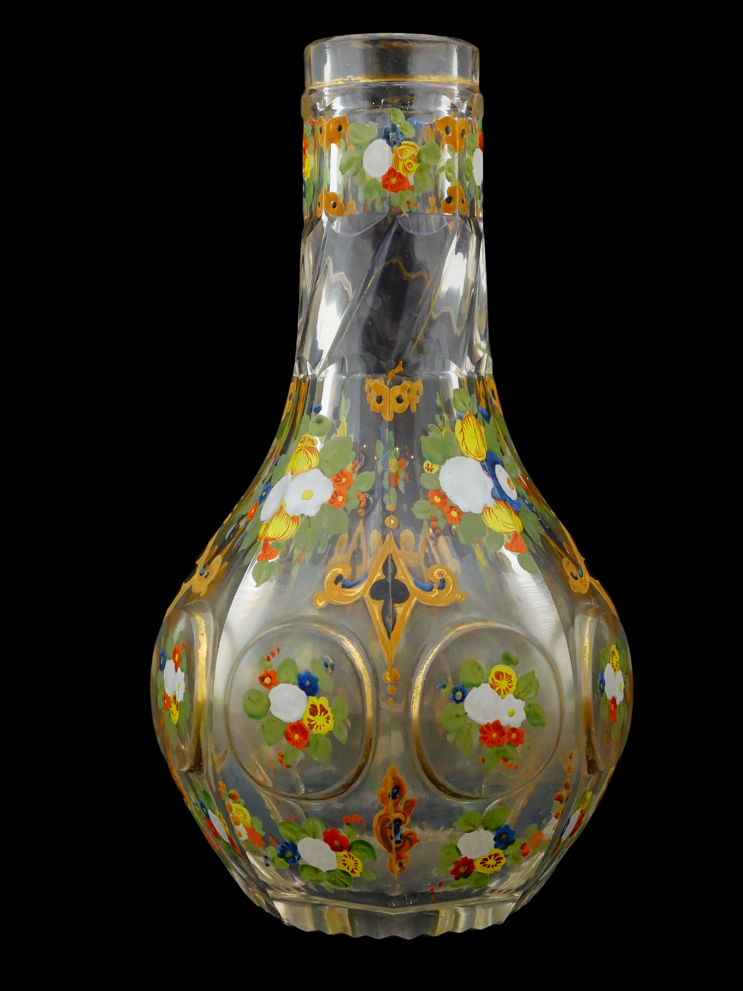 ANTIQUE LATE 19TH C BOHEMIAN GLASS HOOKAH CUP
