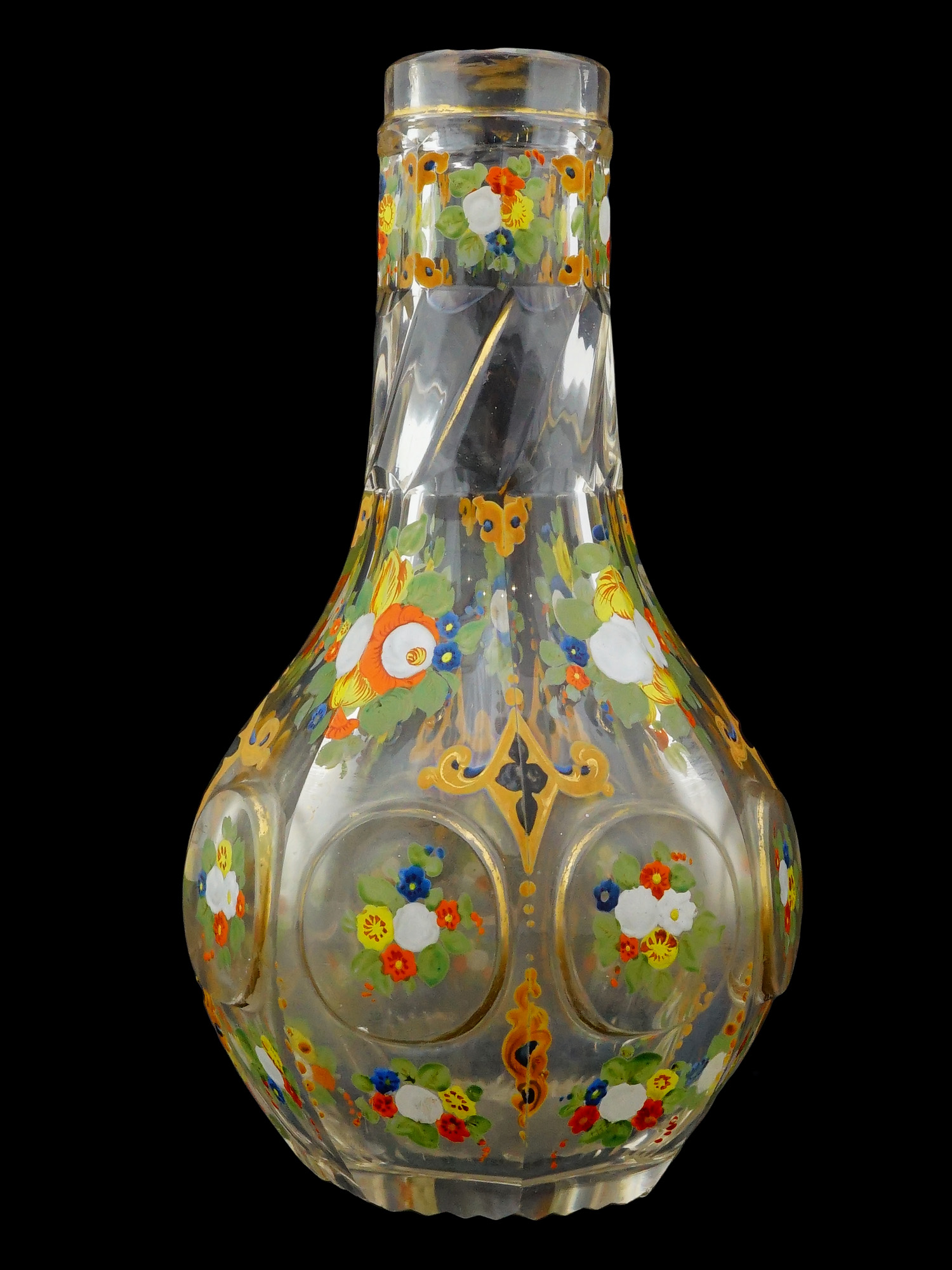 ANTIQUE LATE 19TH C BOHEMIAN GLASS HOOKAH CUP