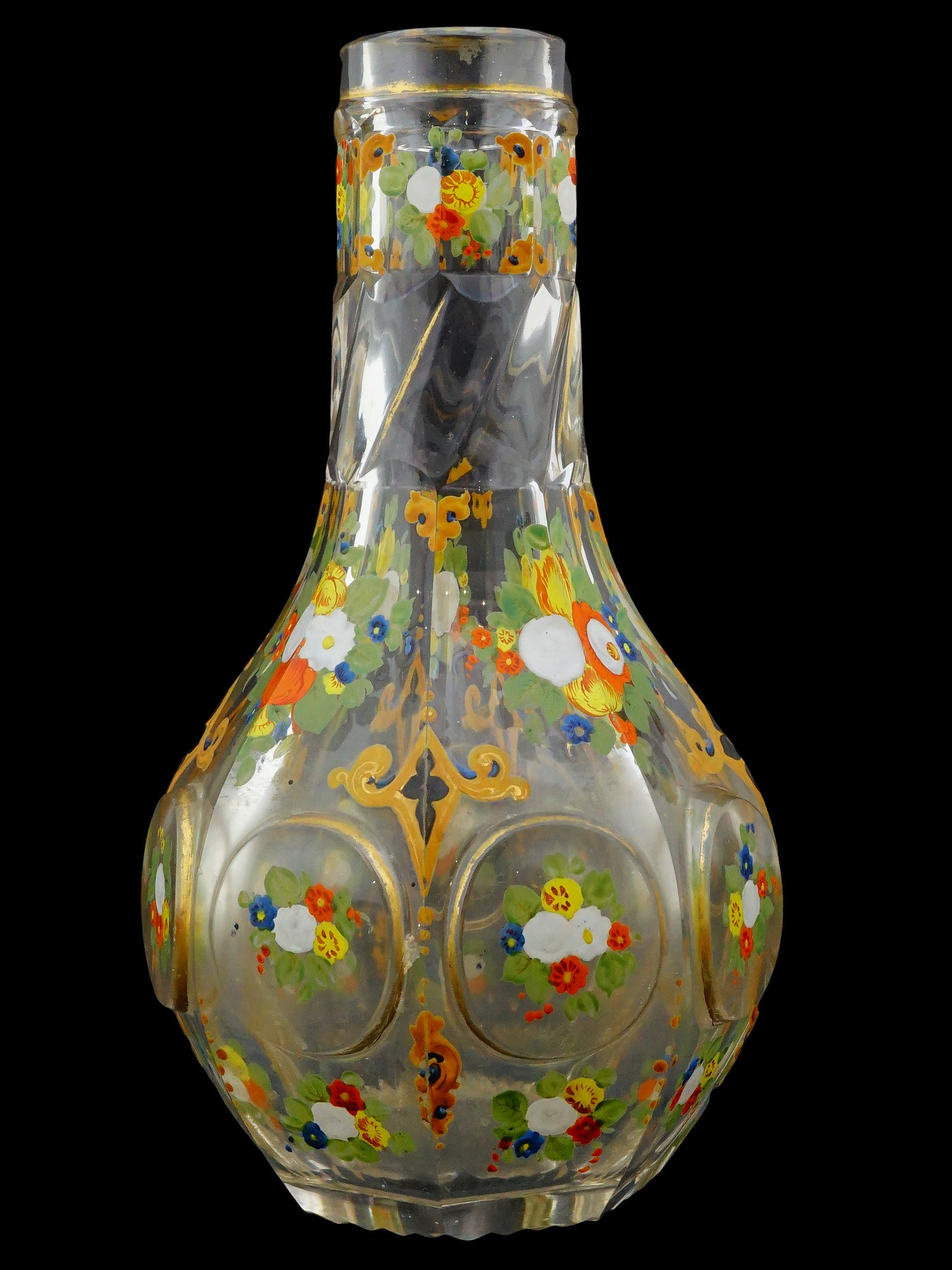 ANTIQUE LATE 19TH C BOHEMIAN GLASS HOOKAH CUP