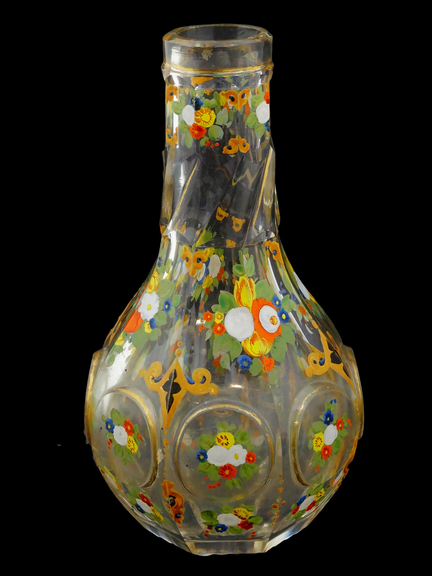 ANTIQUE LATE 19TH C BOHEMIAN GLASS HOOKAH CUP